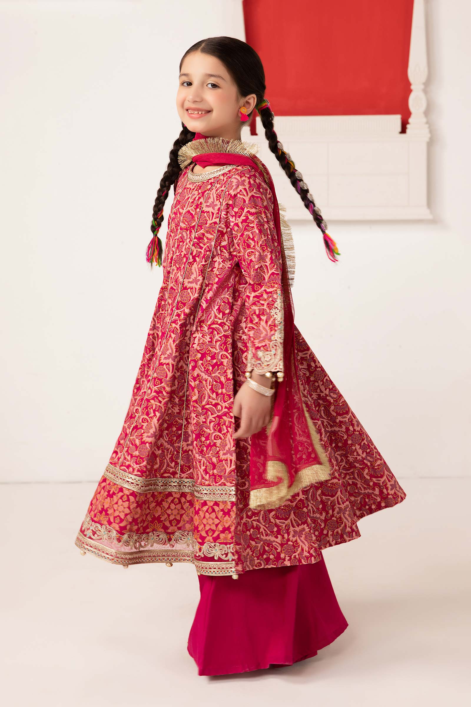 Maria B | 3 Piece Printed Raw Silk Suit | MKS-EA24-05 - House Of Zarish
