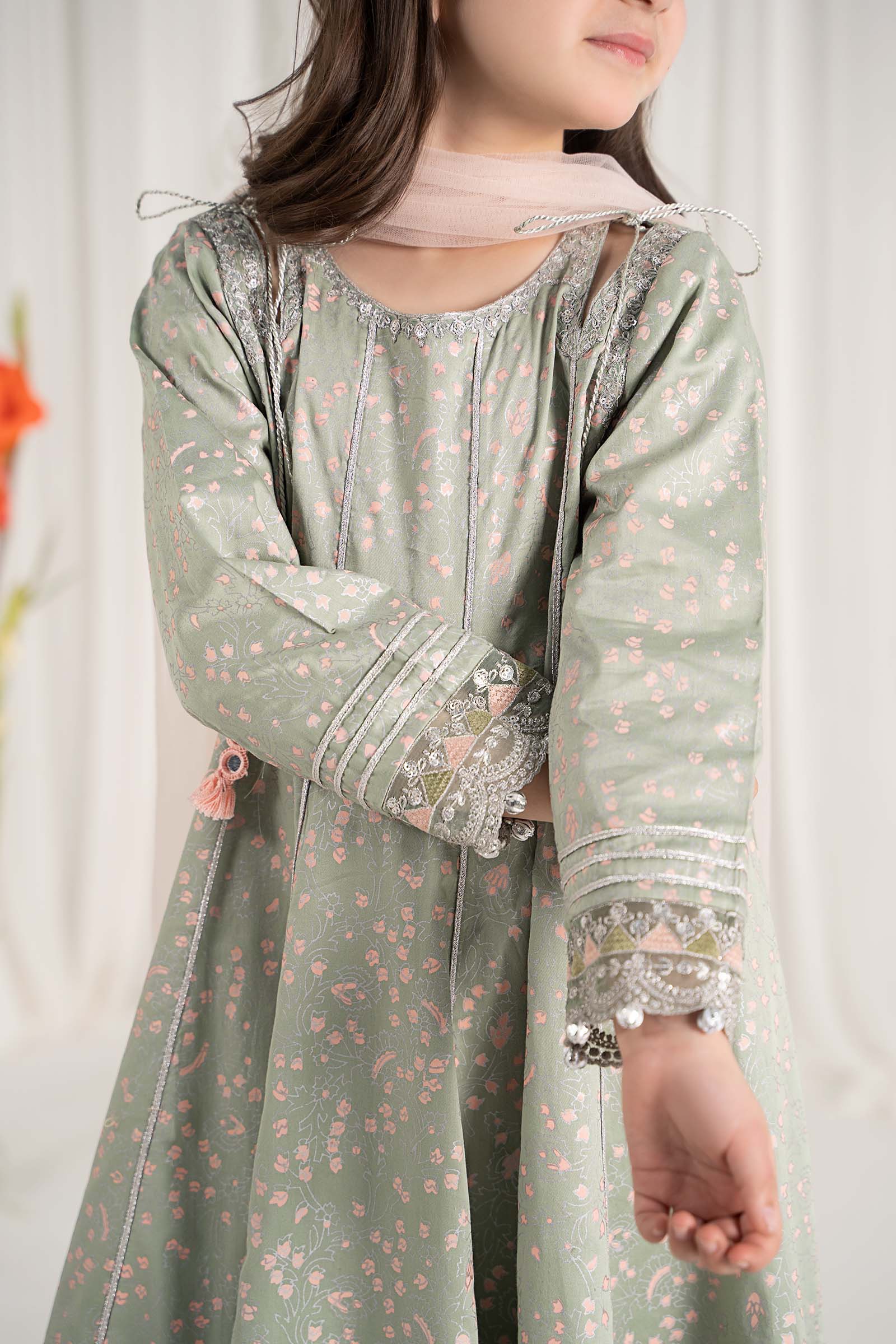 Maria B | 3 Piece Embroidered Cotton Satin Suit | MKS-EF25-08 - House Of Zarish
