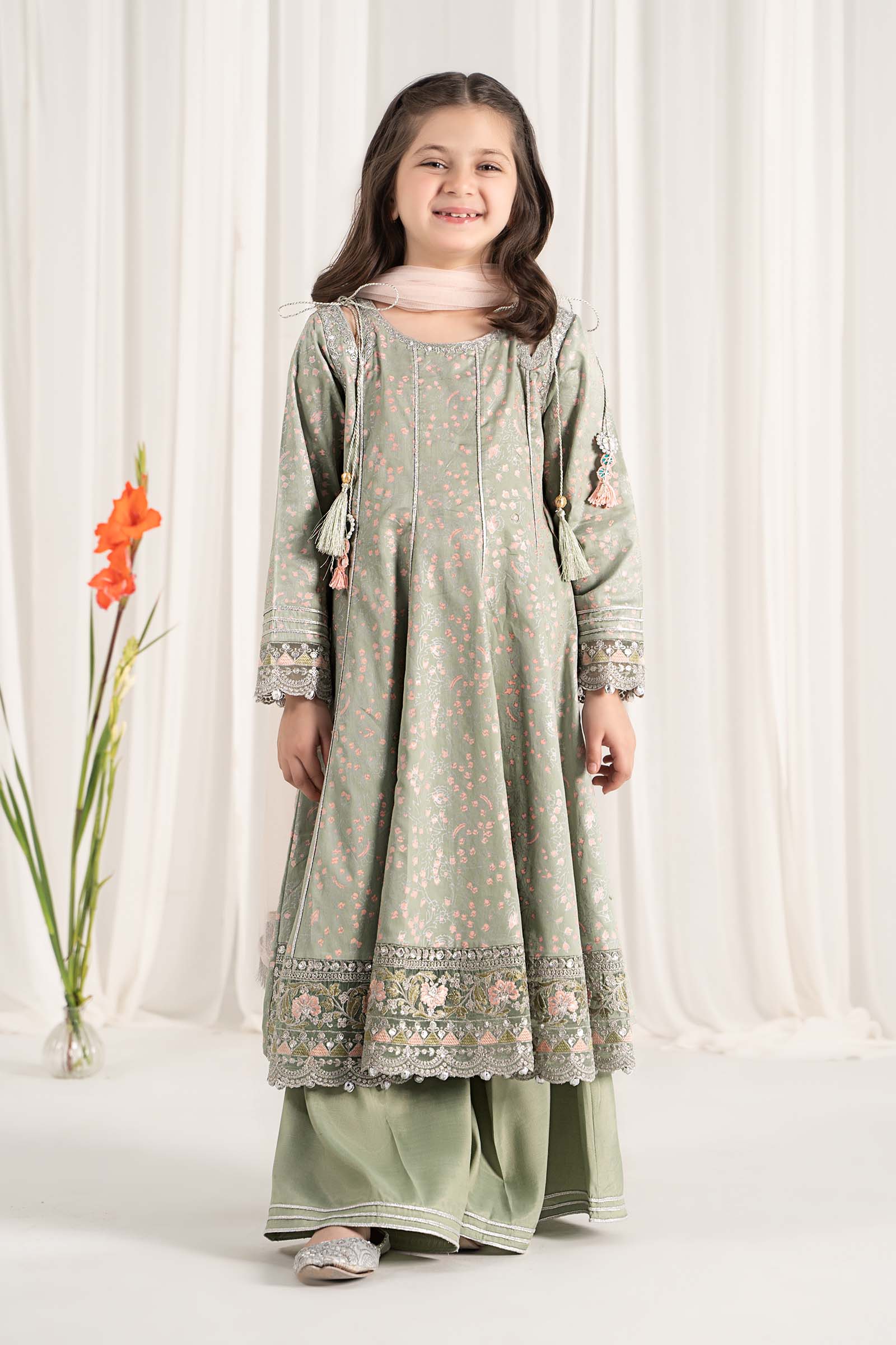 Maria B | 3 Piece Embroidered Cotton Satin Suit | MKS-EF25-08 - House Of Zarish