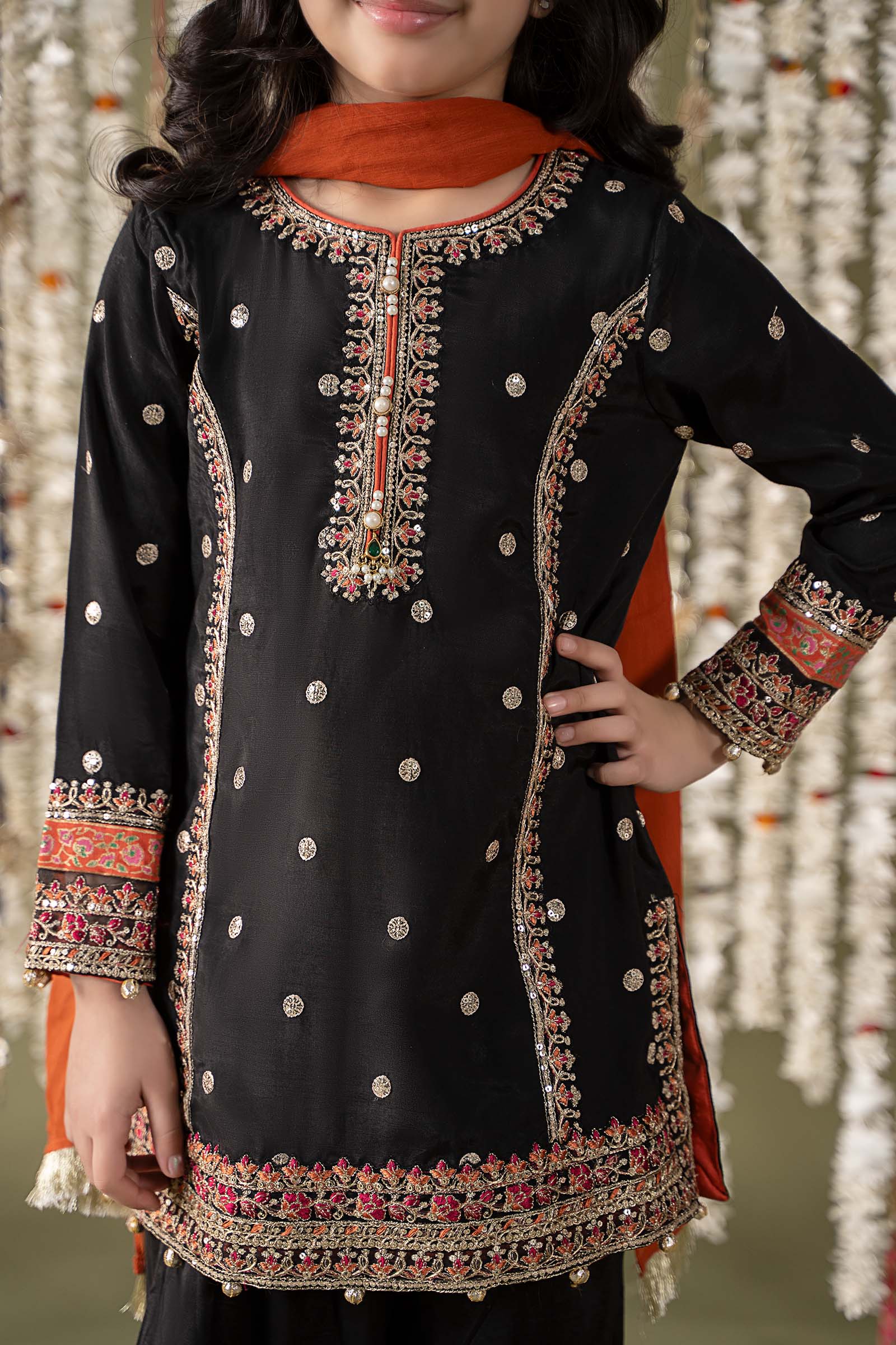 Maria B | 3 Piece Embroidered Raw Silk Suit | MKS-EF25-25 - House Of Zarish