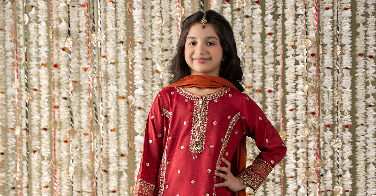 Maria B | 3 Piece Embroidered Raw Silk Suit | MKS-EF25-25 - House Of Zarish