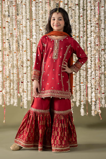 Maria B | 3 Piece Embroidered Raw Silk Suit | MKS-EF25-25 - Libasekhas