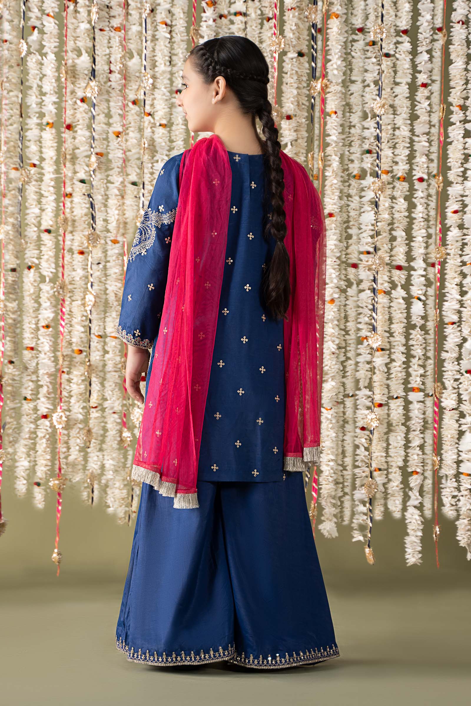 Maria B | 3 Piece Embroidered Raw Silk Suit | MKS-EF25-27 - House Of Zarish