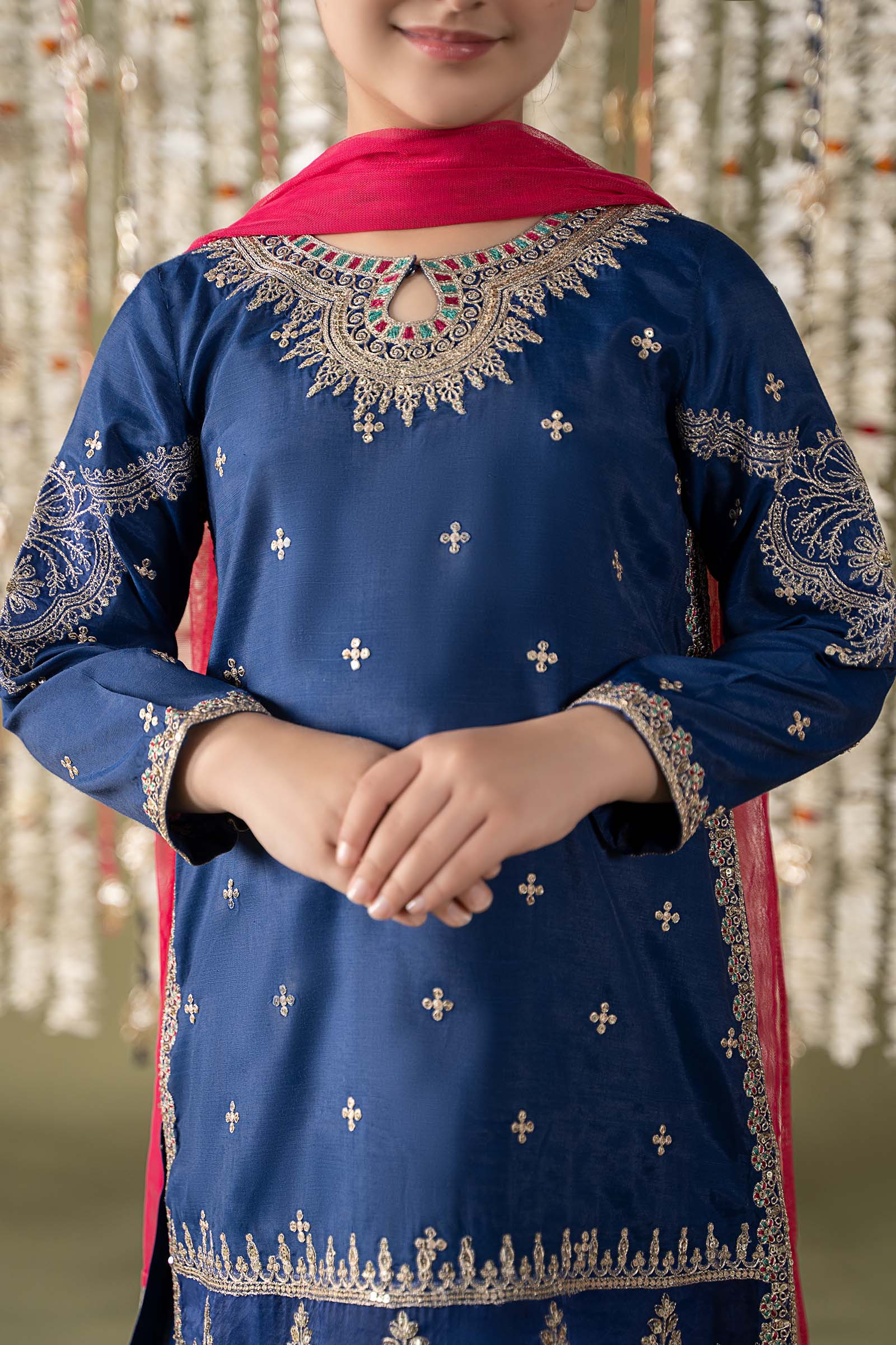 Maria B | 3 Piece Embroidered Raw Silk Suit | MKS-EF25-27 - House Of Zarish
