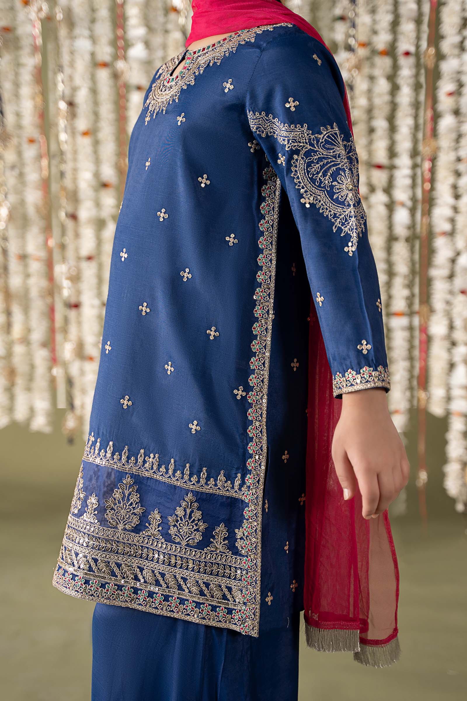 Maria B | 3 Piece Embroidered Raw Silk Suit | MKS-EF25-27 - House Of Zarish