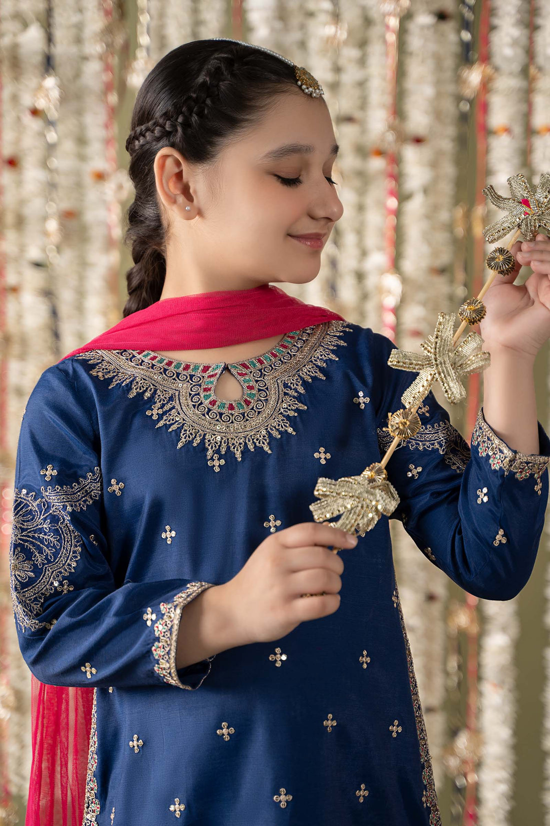 Maria B | 3 Piece Embroidered Raw Silk Suit | MKS-EF25-27 - House Of Zarish