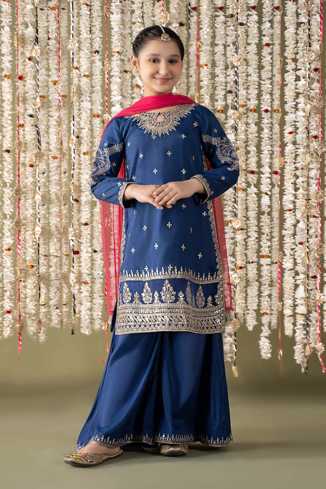 Maria B | 3 Piece Embroidered Raw Silk Suit | MKS-EF25-27 - House Of Zarish