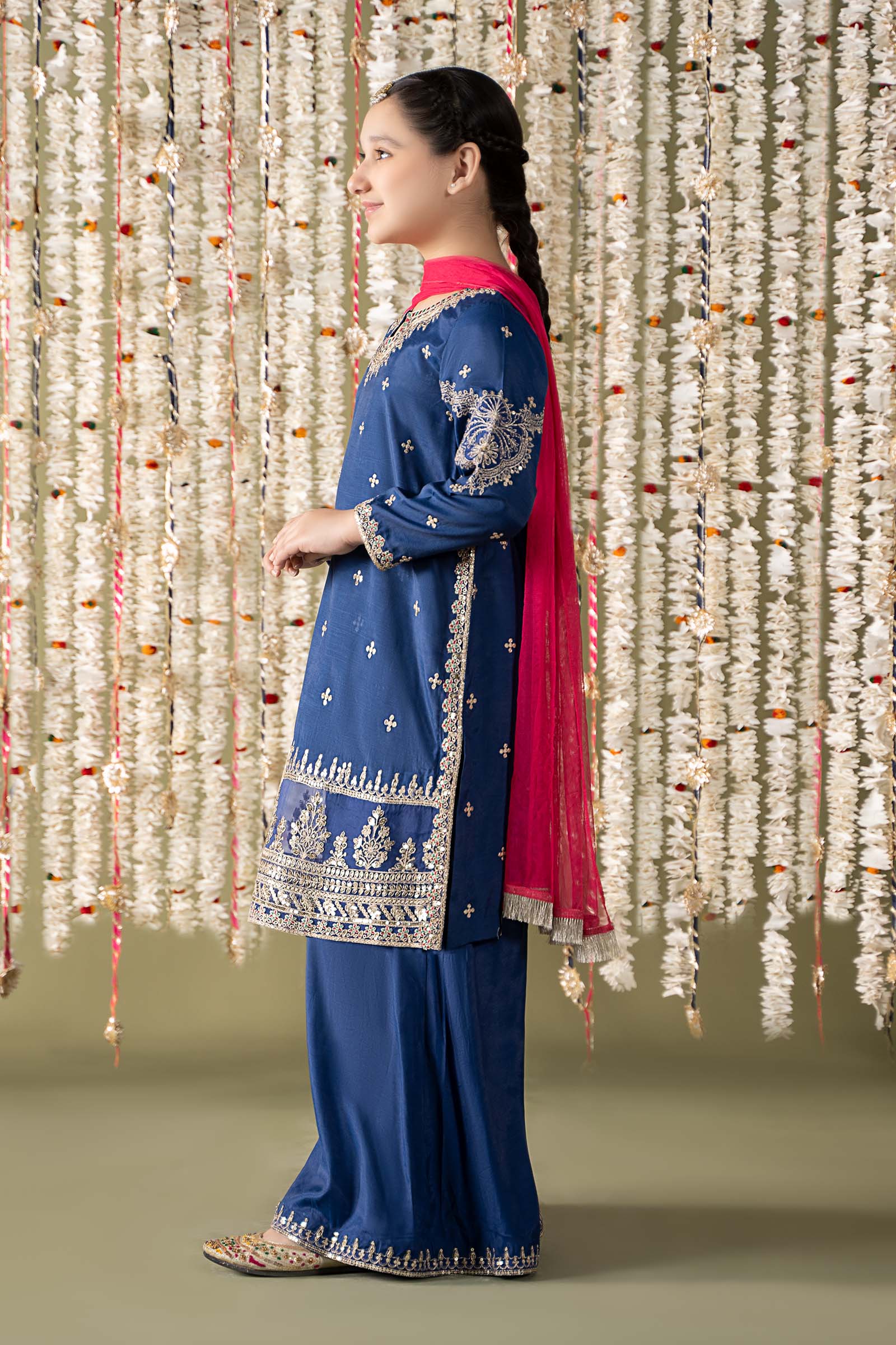 Maria B | 3 Piece Embroidered Raw Silk Suit | MKS-EF25-27 - House Of Zarish