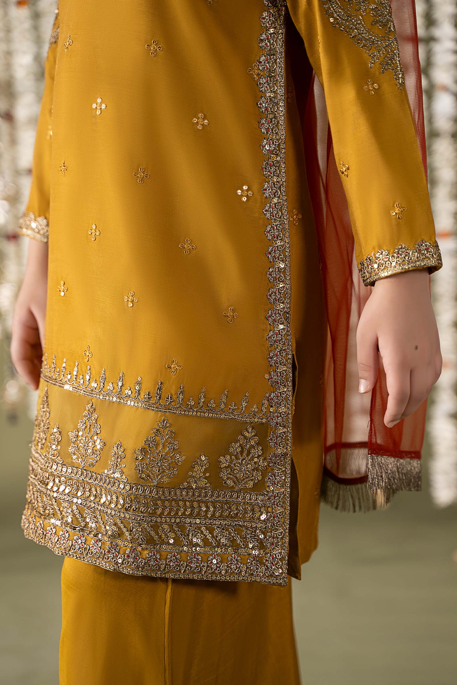 Maria B | 3 Piece Embroidered Raw Silk Suit | MKS-EF25-27 - House Of Zarish