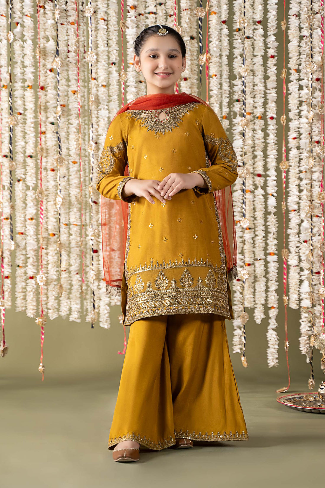 Maria B | 3 Piece Embroidered Raw Silk Suit | MKS-EF25-27 - House Of Zarish
