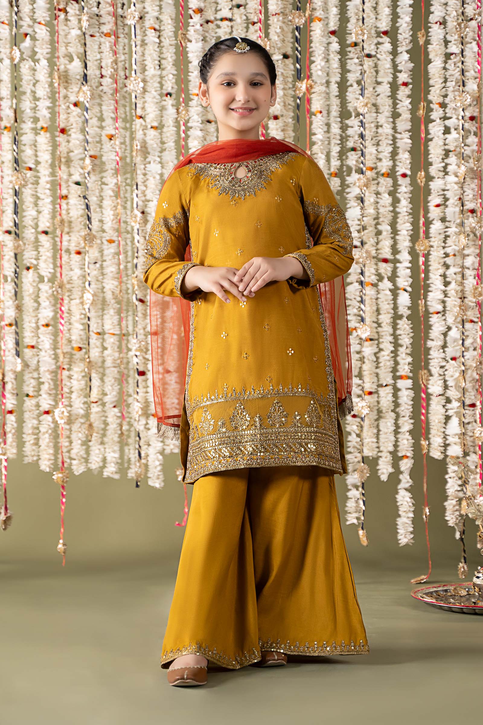 Maria B | 3 Piece Embroidered Raw Silk Suit | MKS-EF25-27 - House Of Zarish