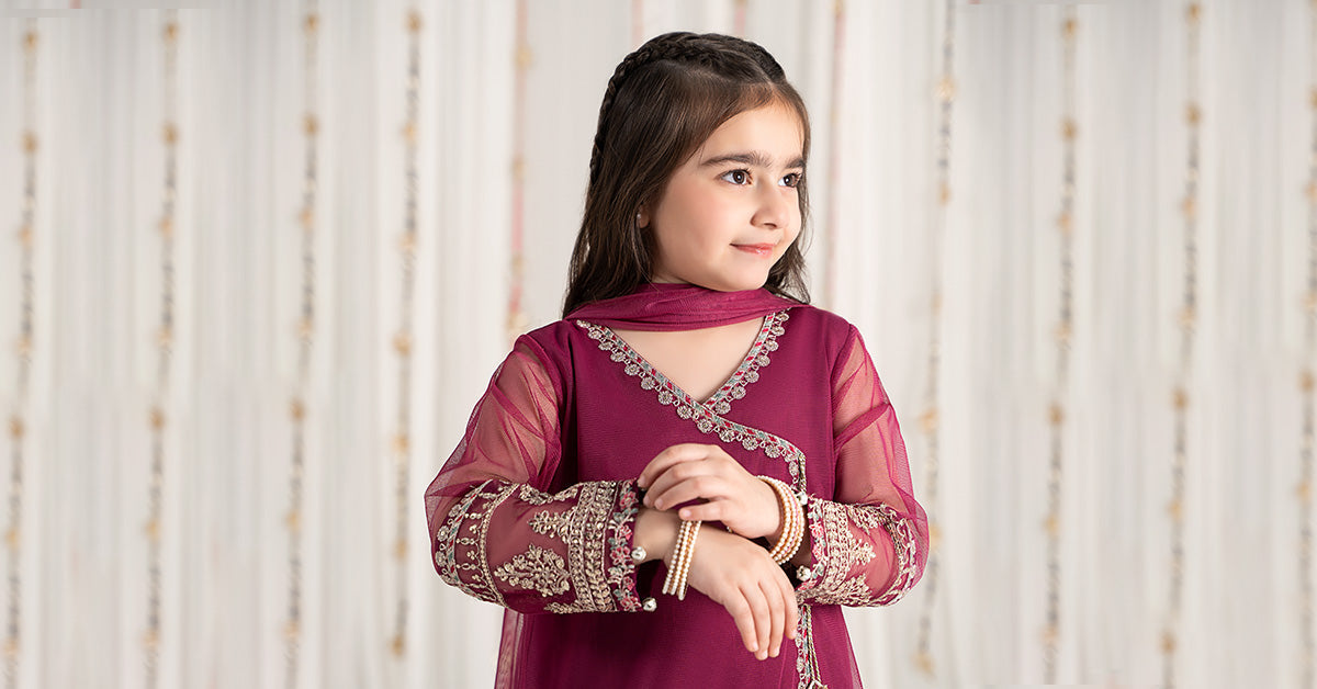 Maria B | 3 Piece Embroidered Polyester Net Suit | MKS-EF25-43 - House Of Zarish
