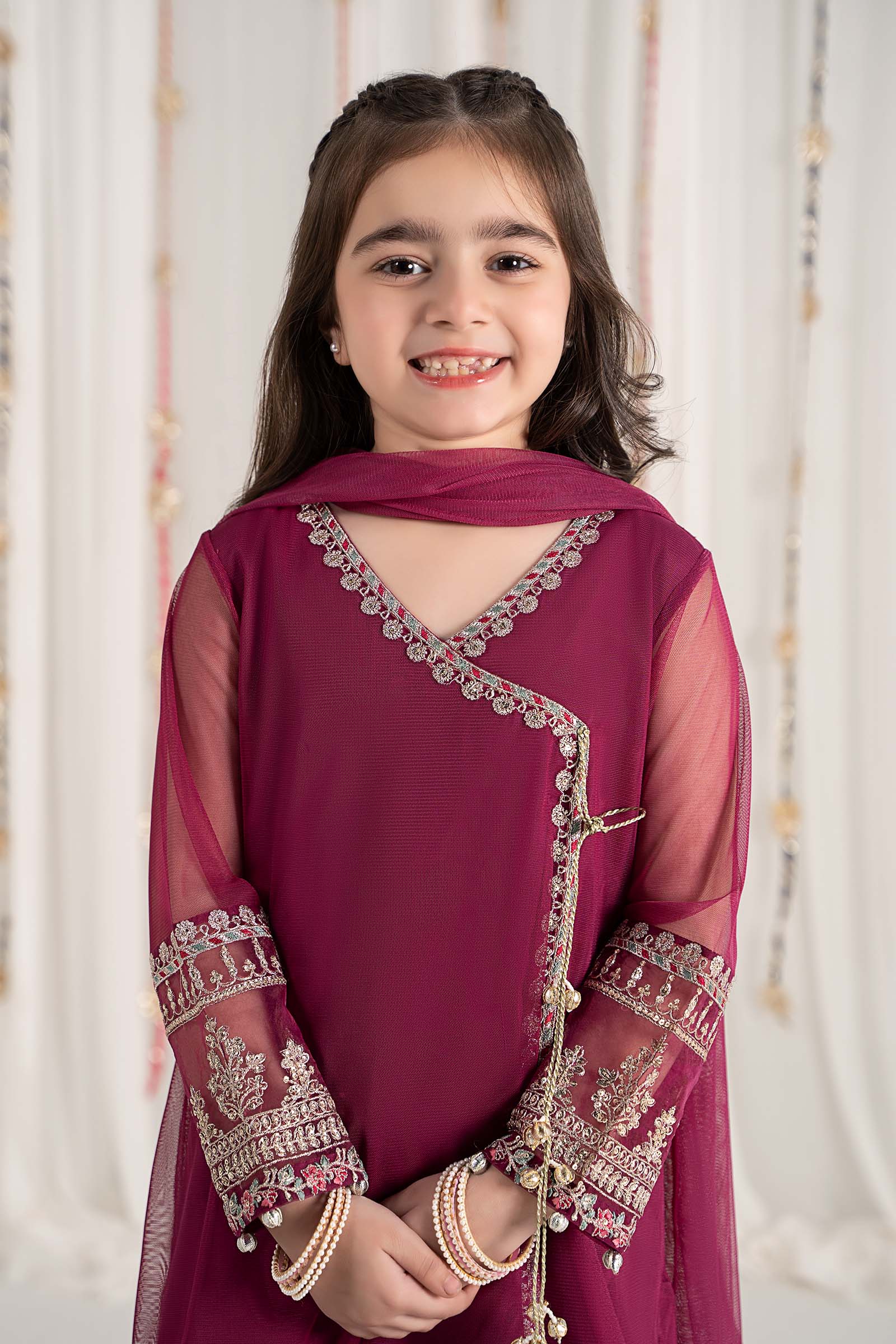 Maria B | 3 Piece Embroidered Polyester Net Suit | MKS-EF25-43 - House Of Zarish
