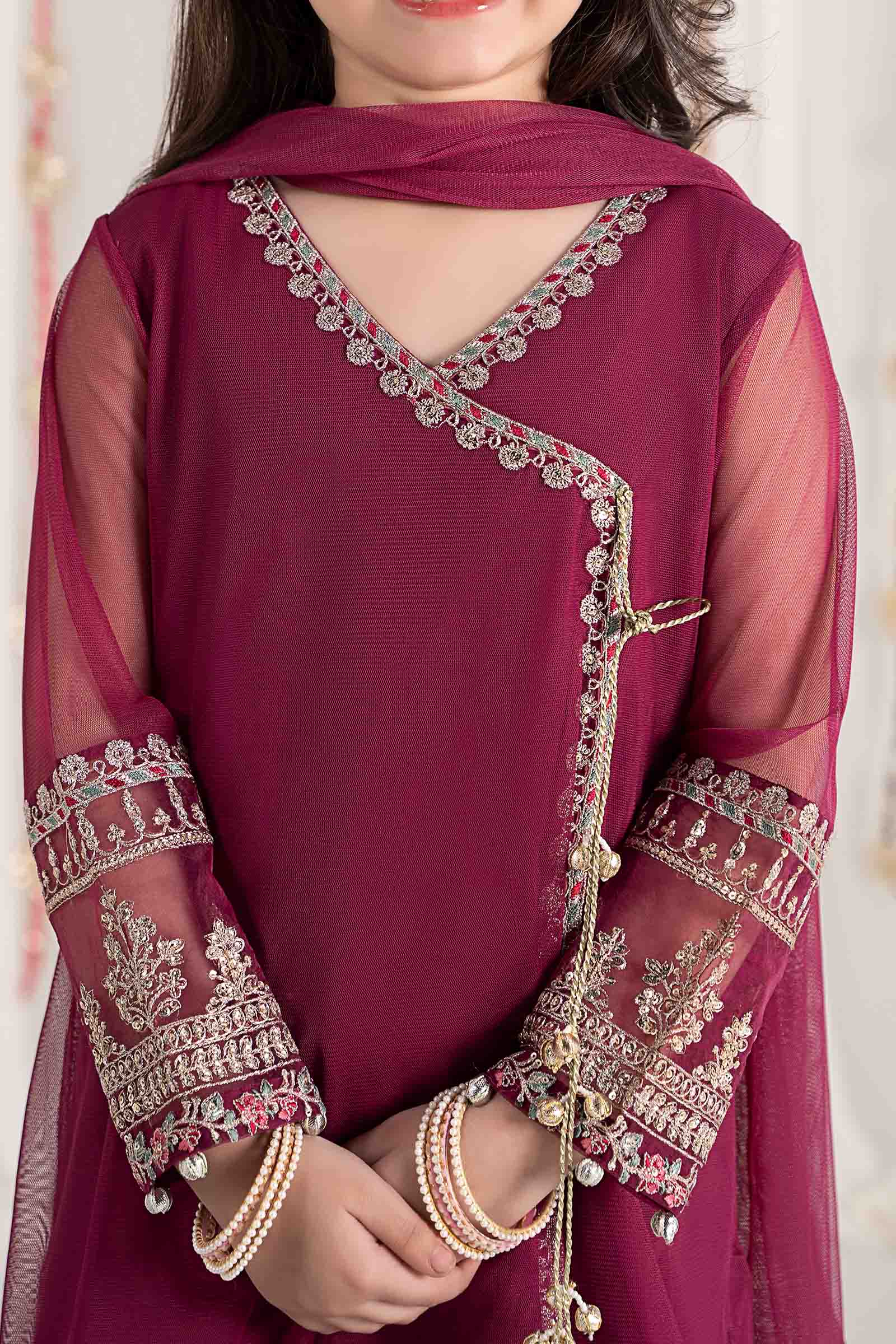 Maria B | 3 Piece Embroidered Polyester Net Suit | MKS-EF25-43 - House Of Zarish