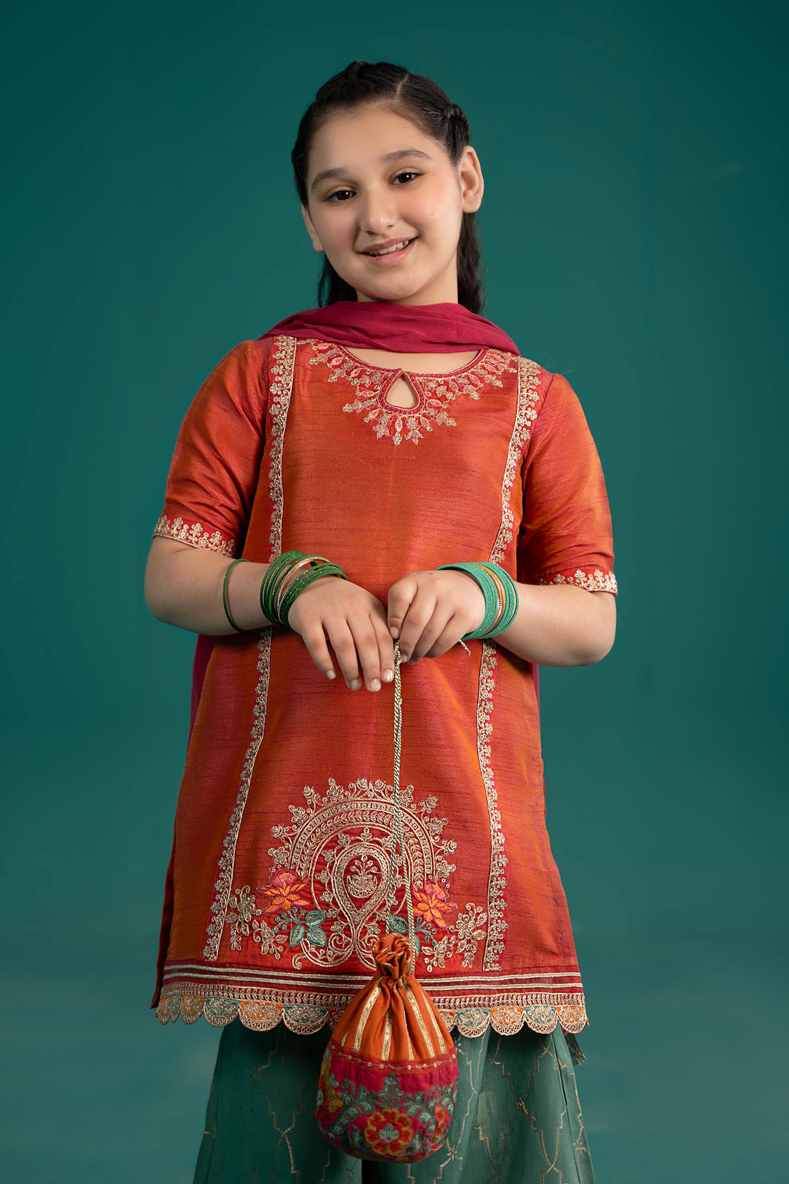 Maria B | 3 Piece Embroidered Raw Silk Suit | MKS-EF25-45 - House Of Zarish
