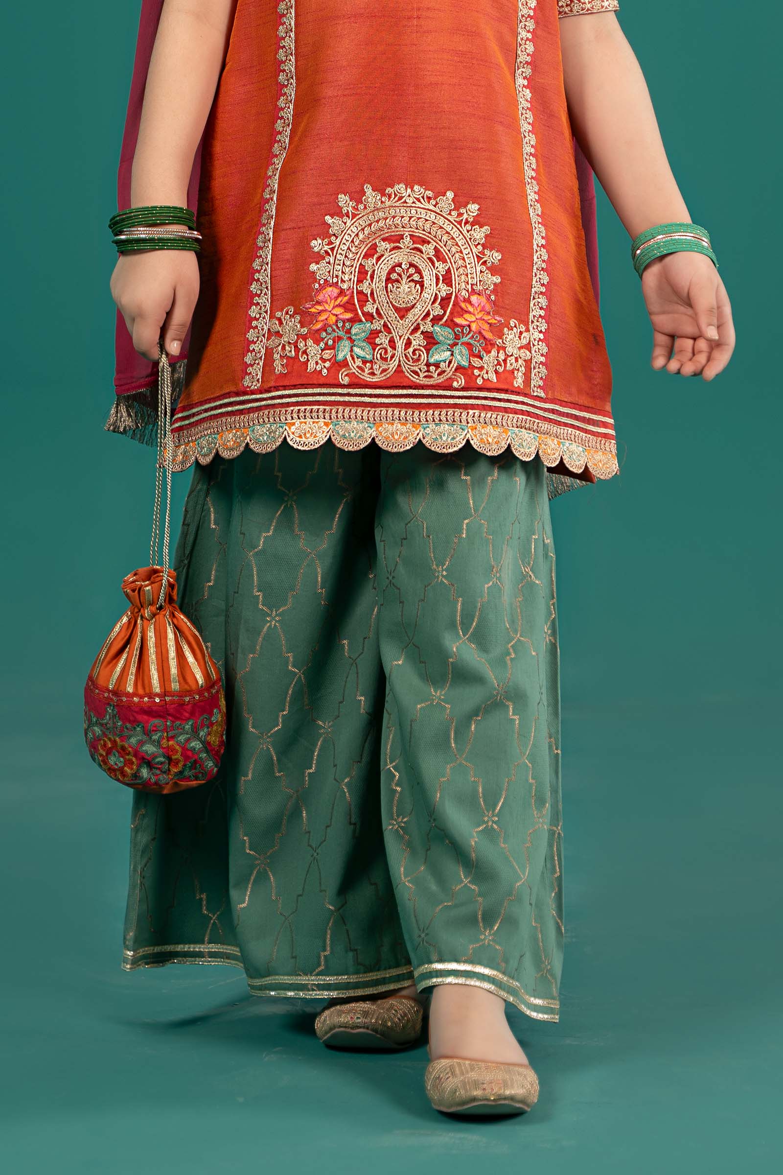 Maria B | 3 Piece Embroidered Raw Silk Suit | MKS-EF25-45 - House Of Zarish
