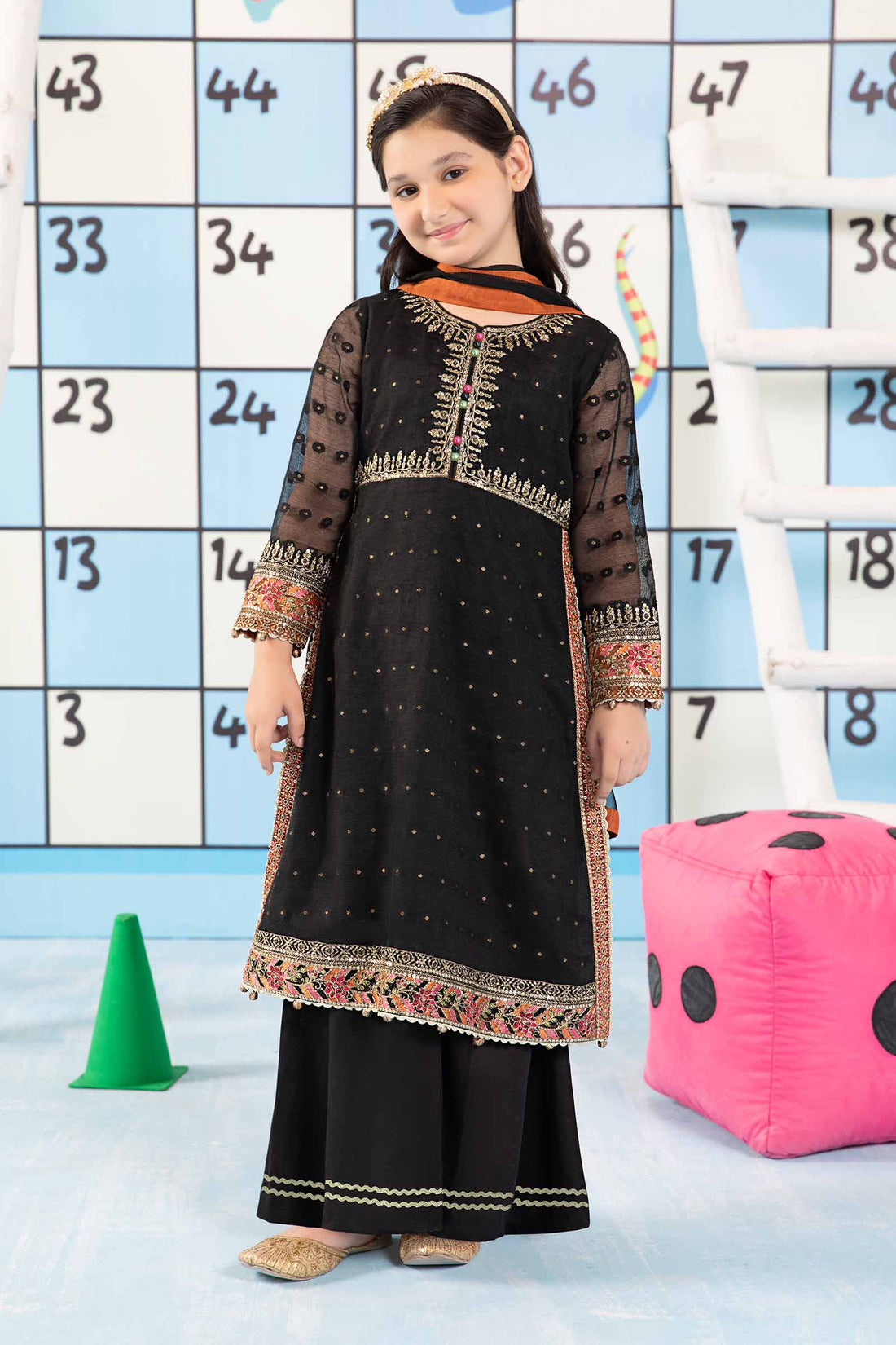 Maria B | 3 Piece Embroidered Cotton Zari Net Suit | MKS-PF24-06 - House Of Zarish