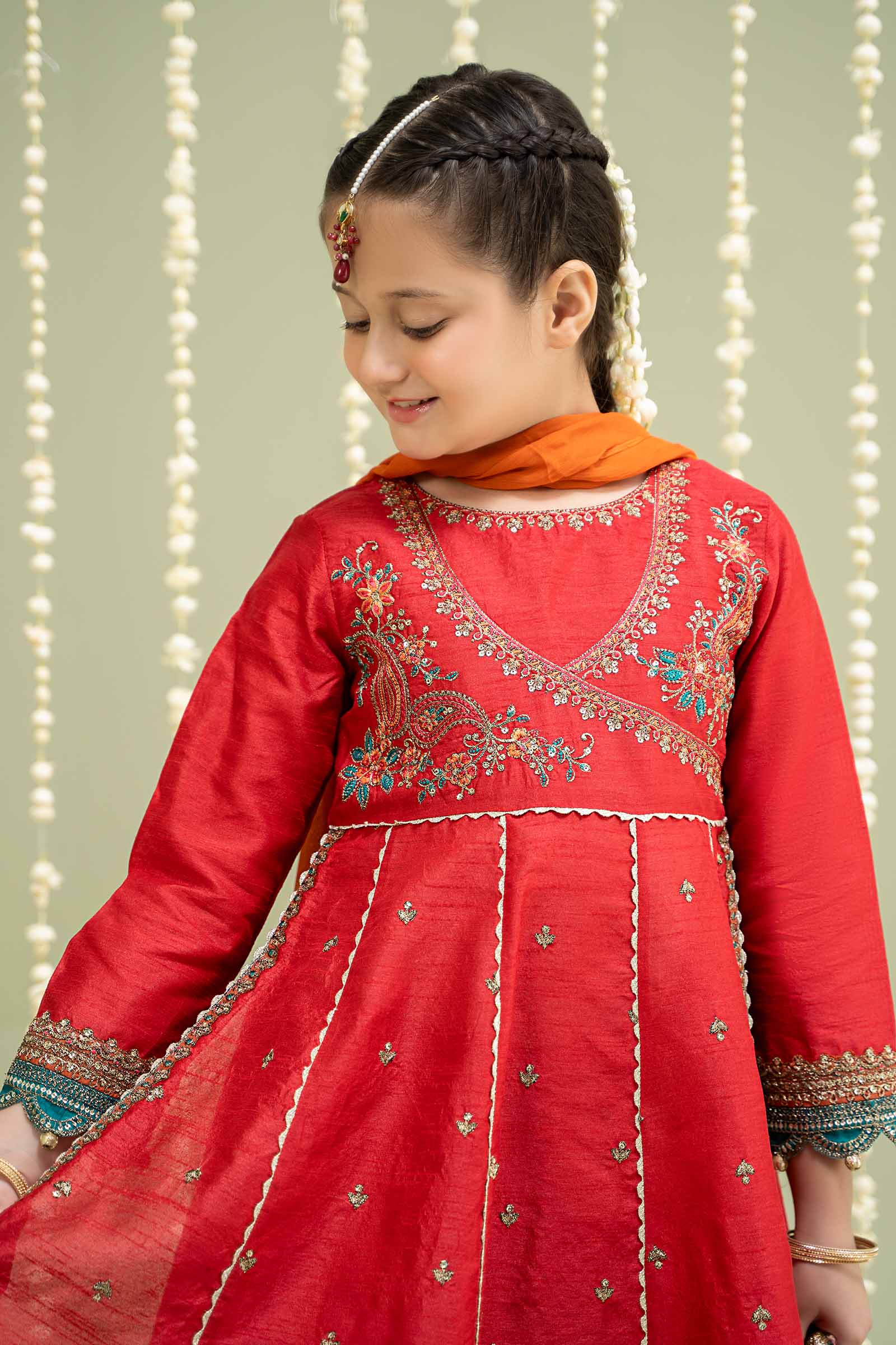 Maria B | 3 Piece Embroidered Raw Silk Suit | MKS-W24-02 - House Of Zarish