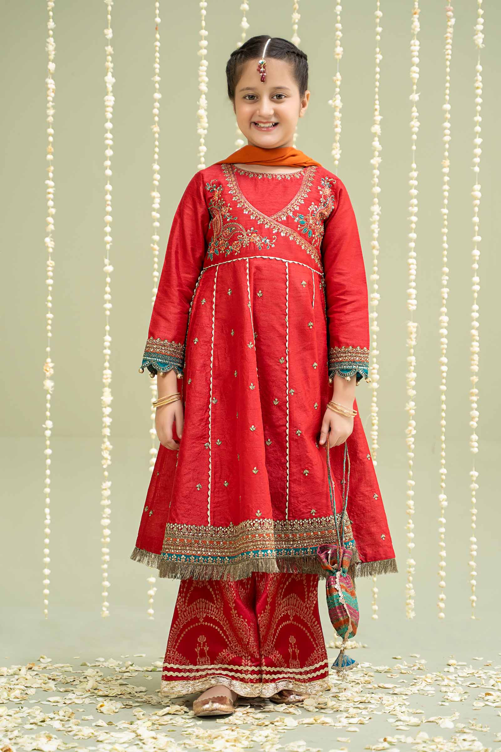 Maria B | 3 Piece Embroidered Raw Silk Suit | MKS-W24-02 - House Of Zarish