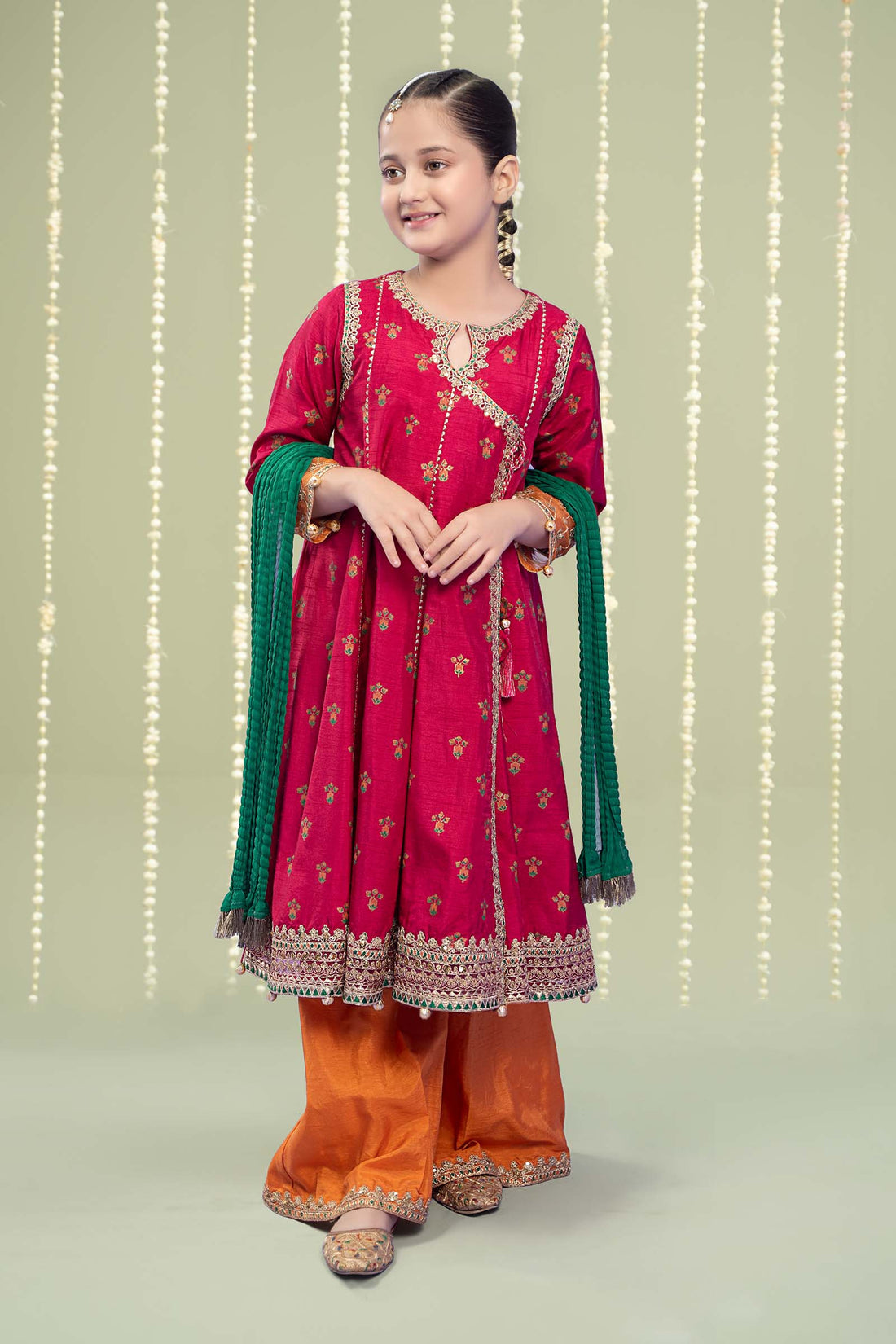 Maria B | 3 Piece Embroidered Raw Silk Suit | MKS-W24-10 - House Of Zarish