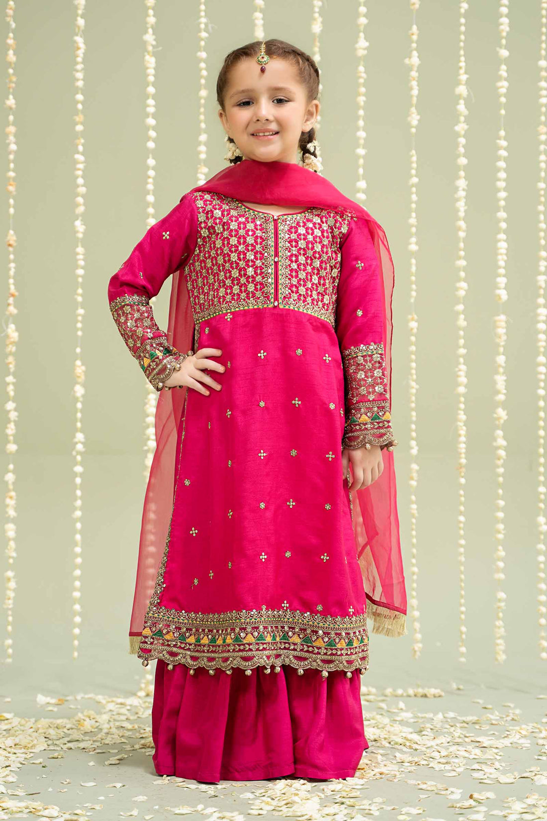 Maria B | 3 Piece Embroidered Raw Silk Suit | MKS-W24-13 - House Of Zarish