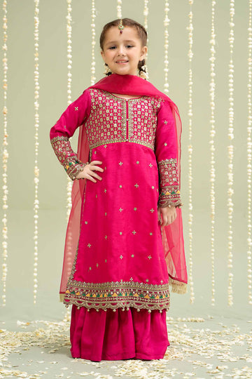 Maria B | 3 Piece Embroidered Raw Silk Suit | MKS-W24-13 - Libasekhas