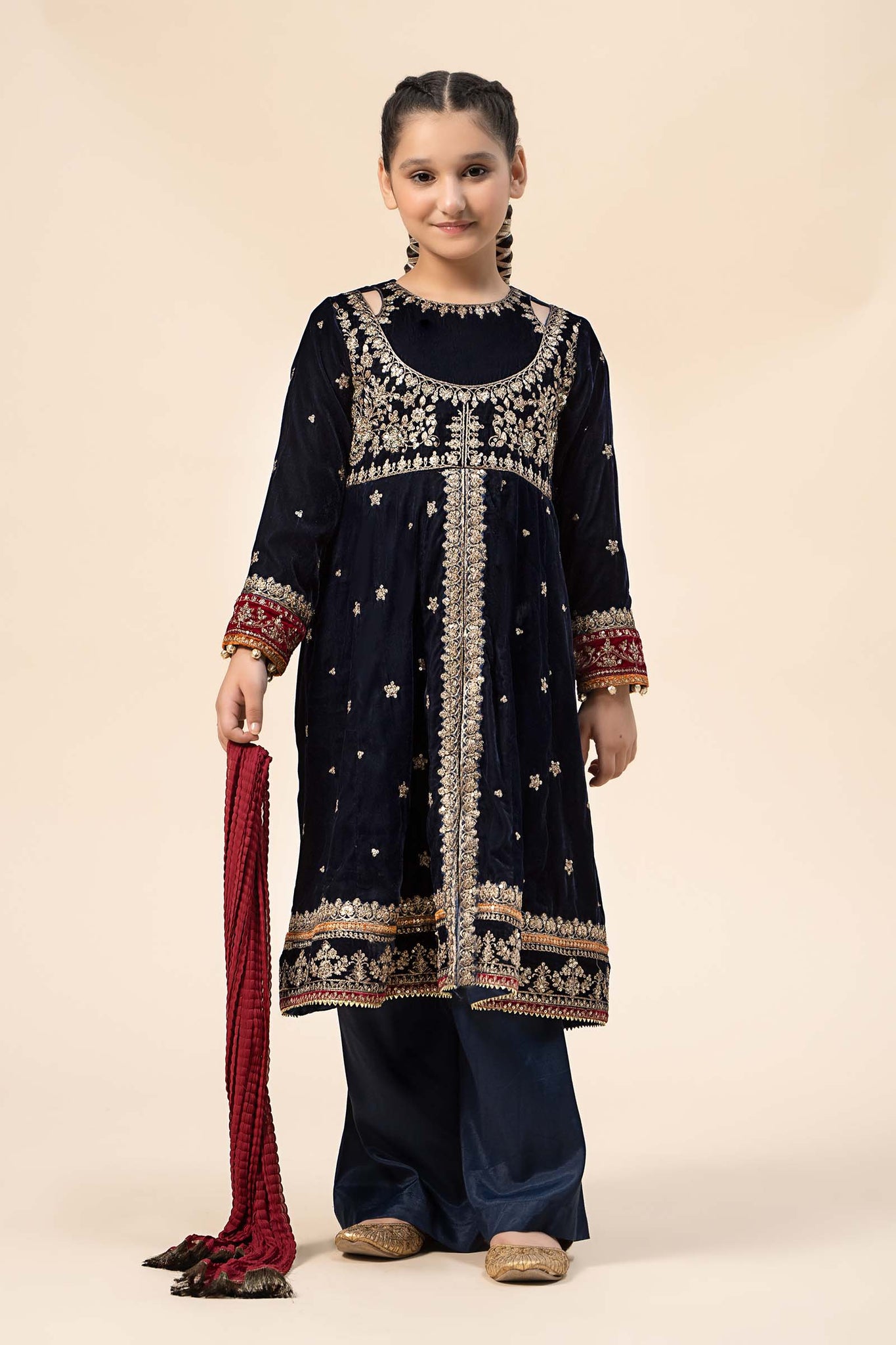Maria B | 3 Piece Embroidered Velvet Suit | MKS-W24-17 - House Of Zarish