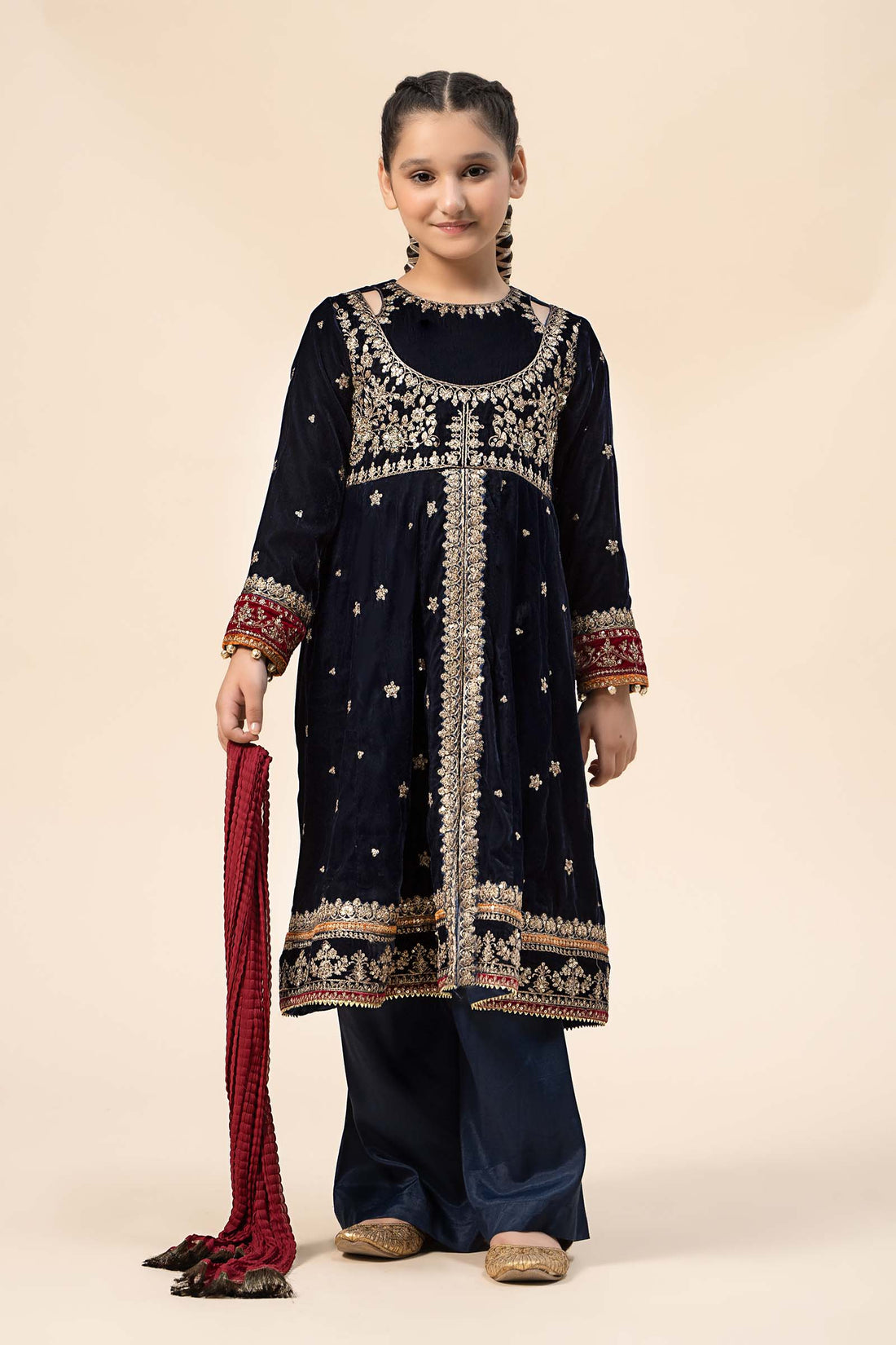 Maria B | 3 Piece Embroidered Velvet Suit | MKS-W24-17 - House Of Zarish