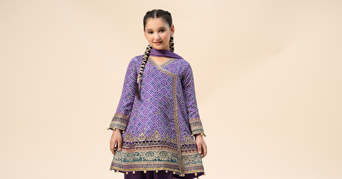 Maria B | 3 Piece Embroidered Raw Silk Suit | MKS-W24-20 - House Of Zarish