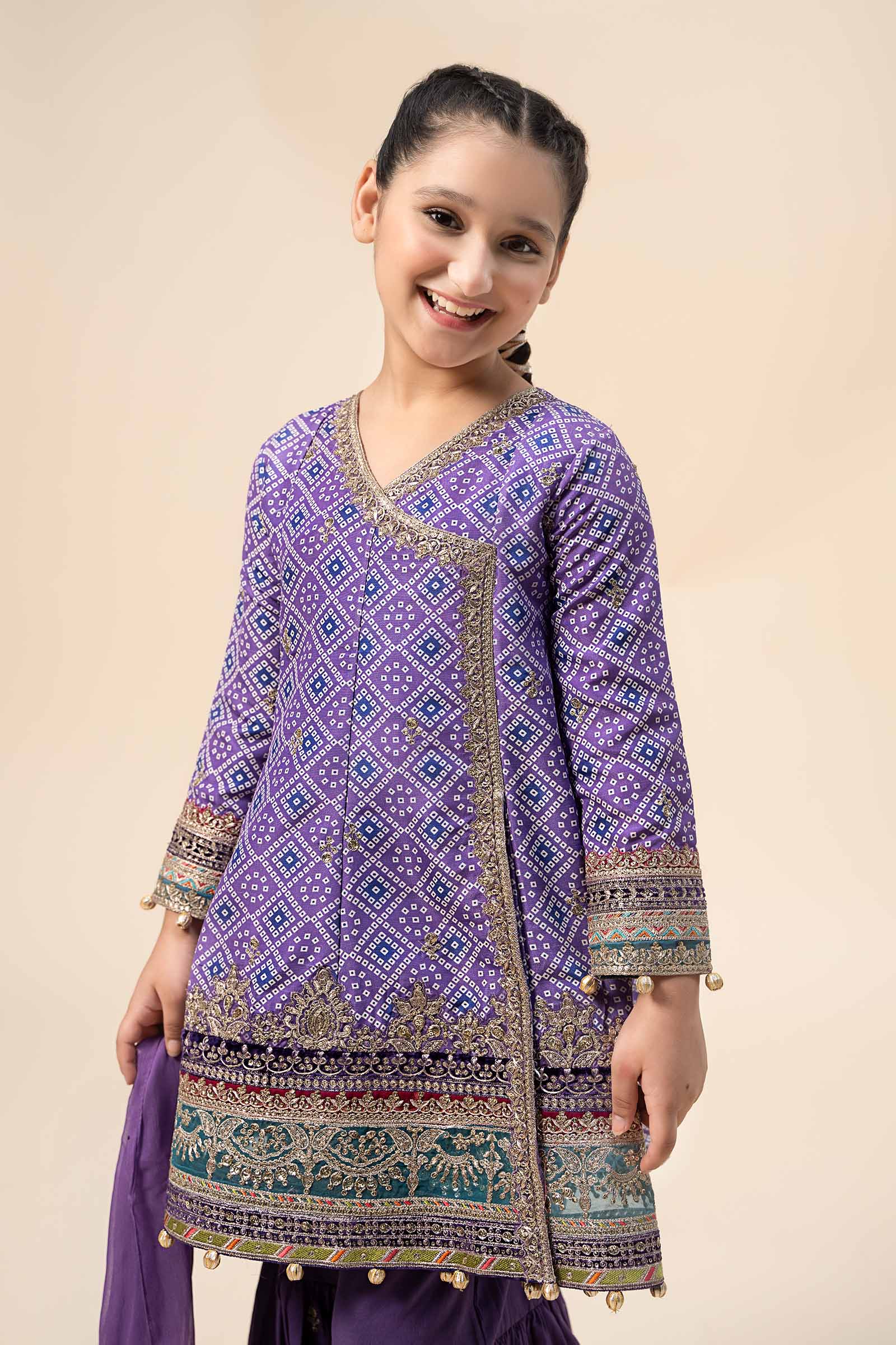 Maria B | 3 Piece Embroidered Raw Silk Suit | MKS-W24-20 - House Of Zarish
