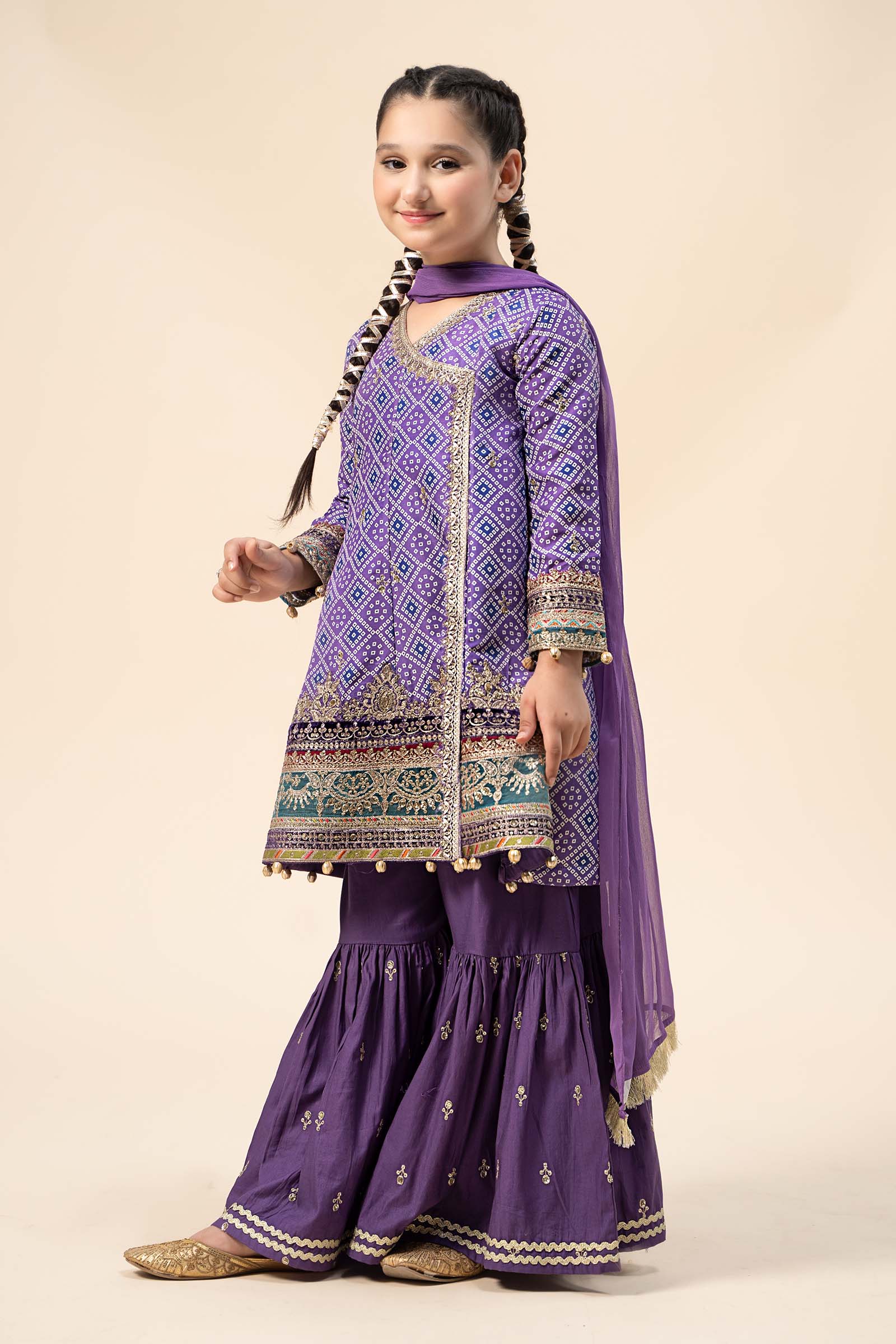 Maria B | 3 Piece Embroidered Raw Silk Suit | MKS-W24-20 - House Of Zarish