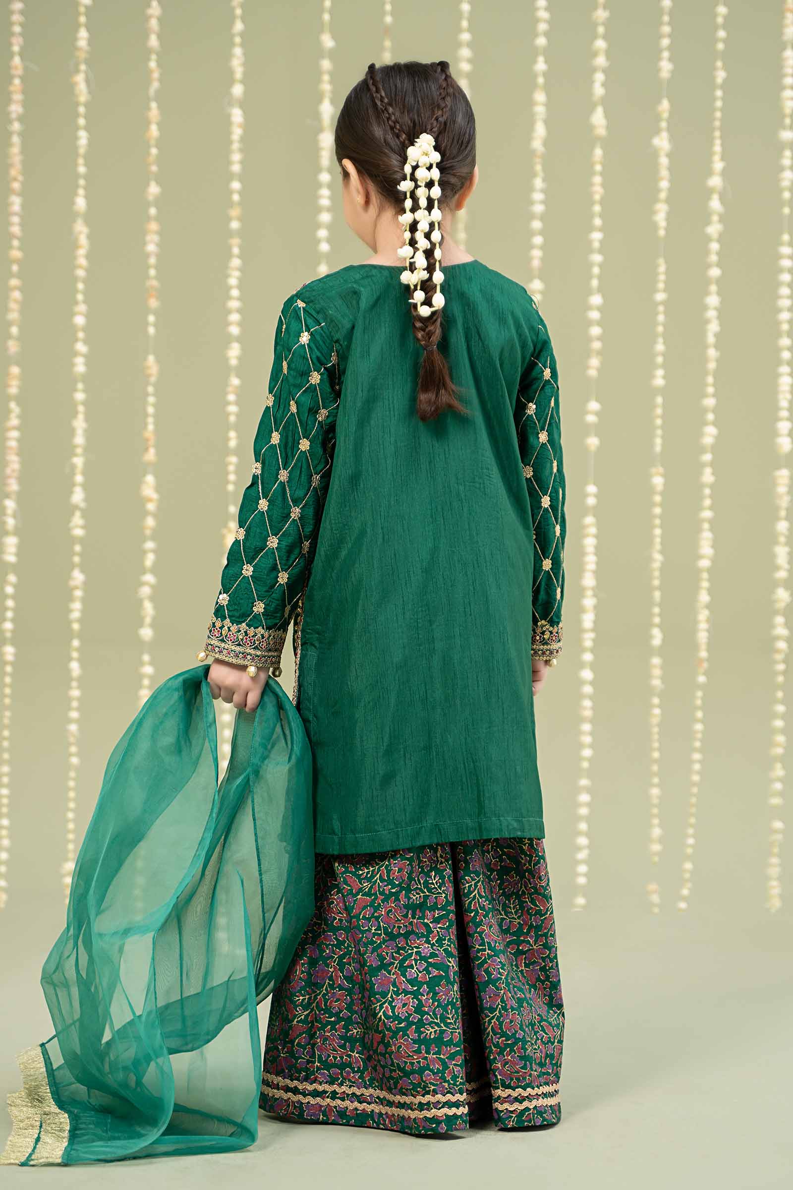 Maria B | 3 Piece Embroidered Raw Silk Suit | MKS-W24-28 - House Of Zarish