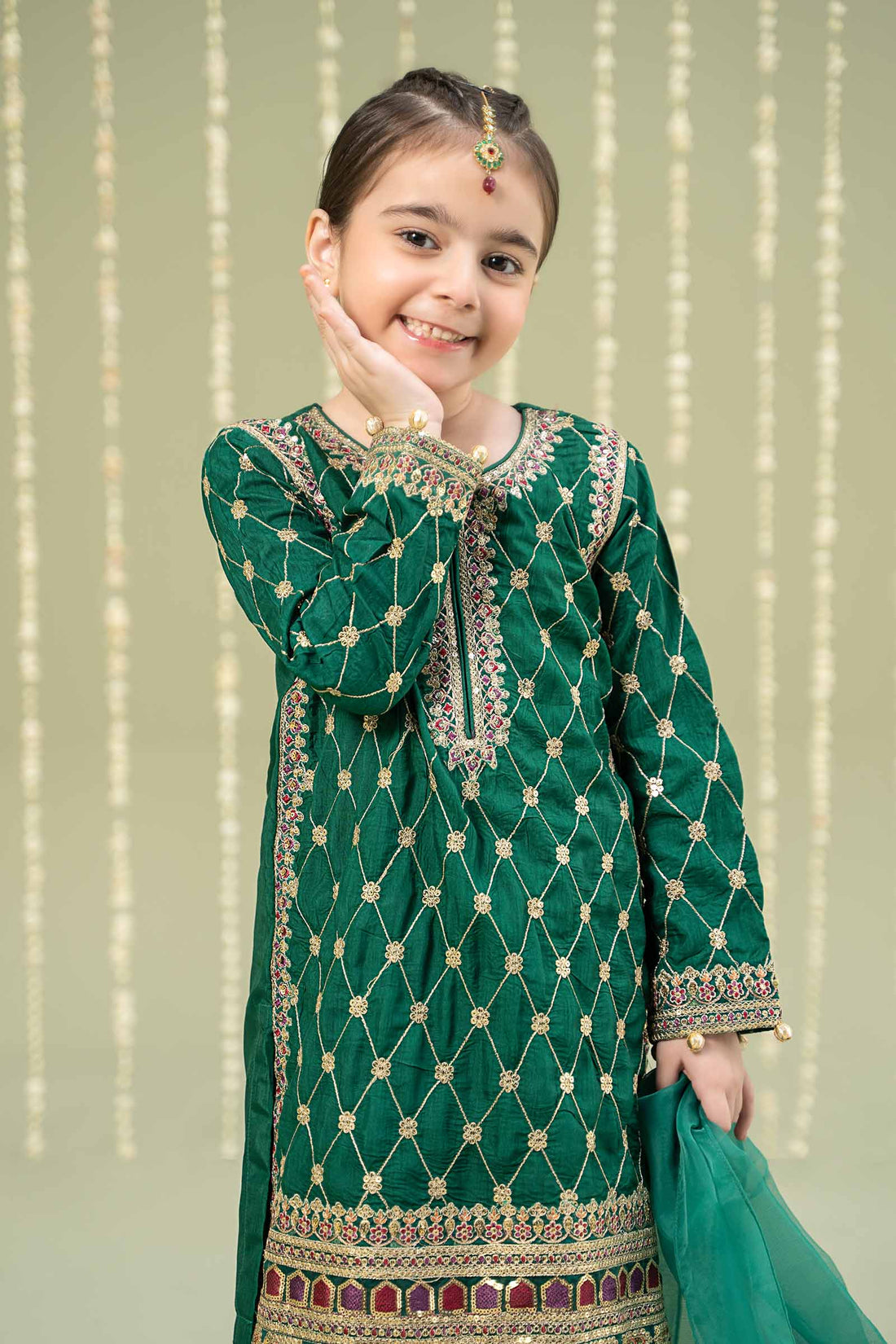 Maria B | 3 Piece Embroidered Raw Silk Suit | MKS-W24-28 - House Of Zarish