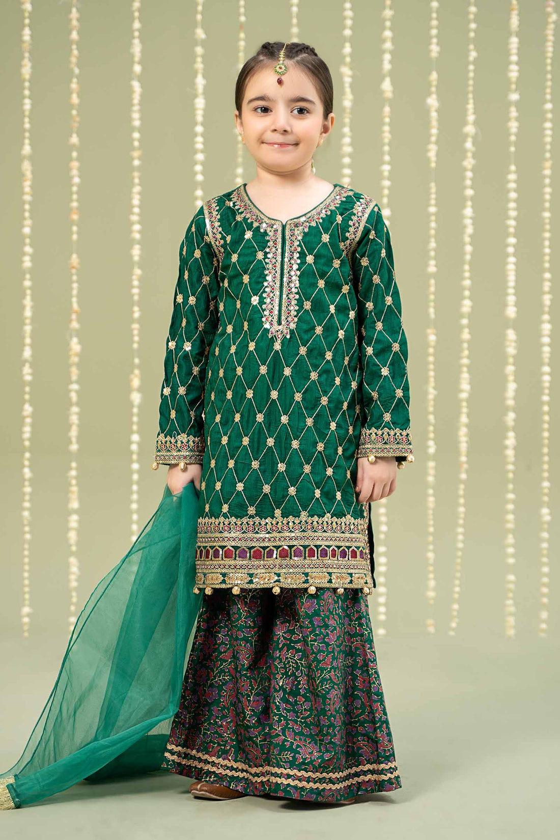 Maria B | 3 Piece Embroidered Raw Silk Suit | MKS-W24-28 - House Of Zarish