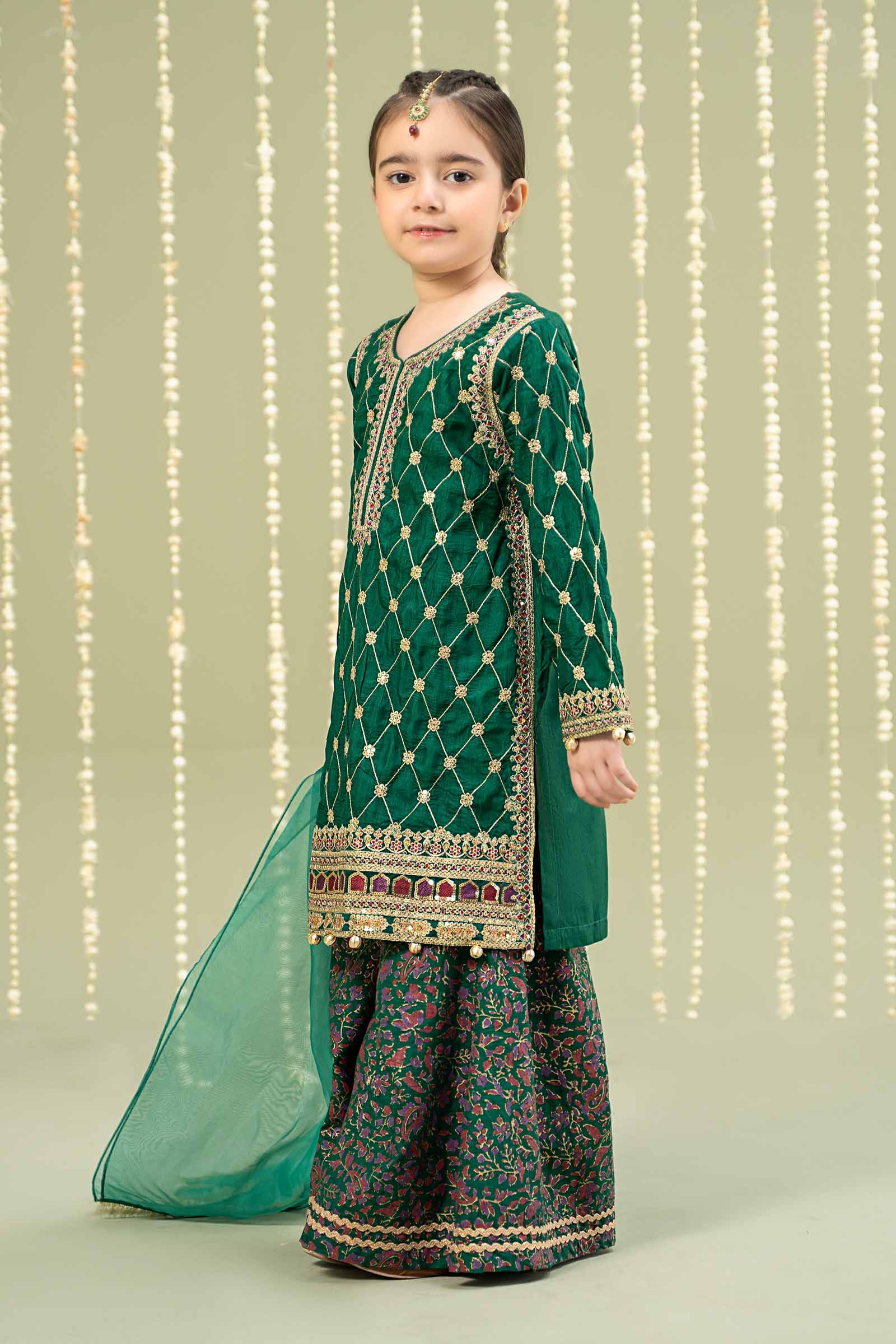 Maria B | 3 Piece Embroidered Raw Silk Suit | MKS-W24-28 - House Of Zarish