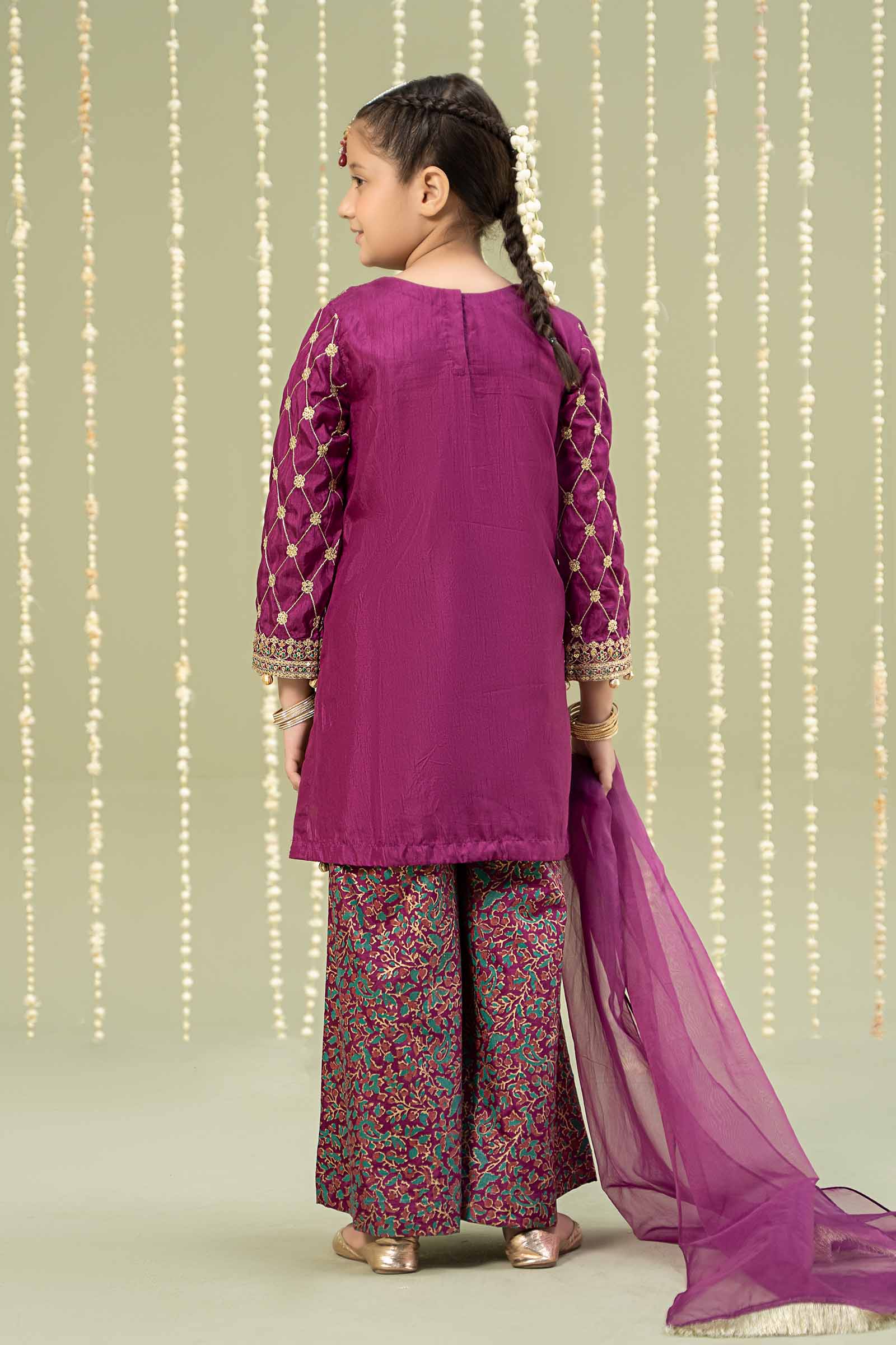 Maria B | 3 Piece Embroidered Raw Silk Suit | MKS-W24-28 - House Of Zarish