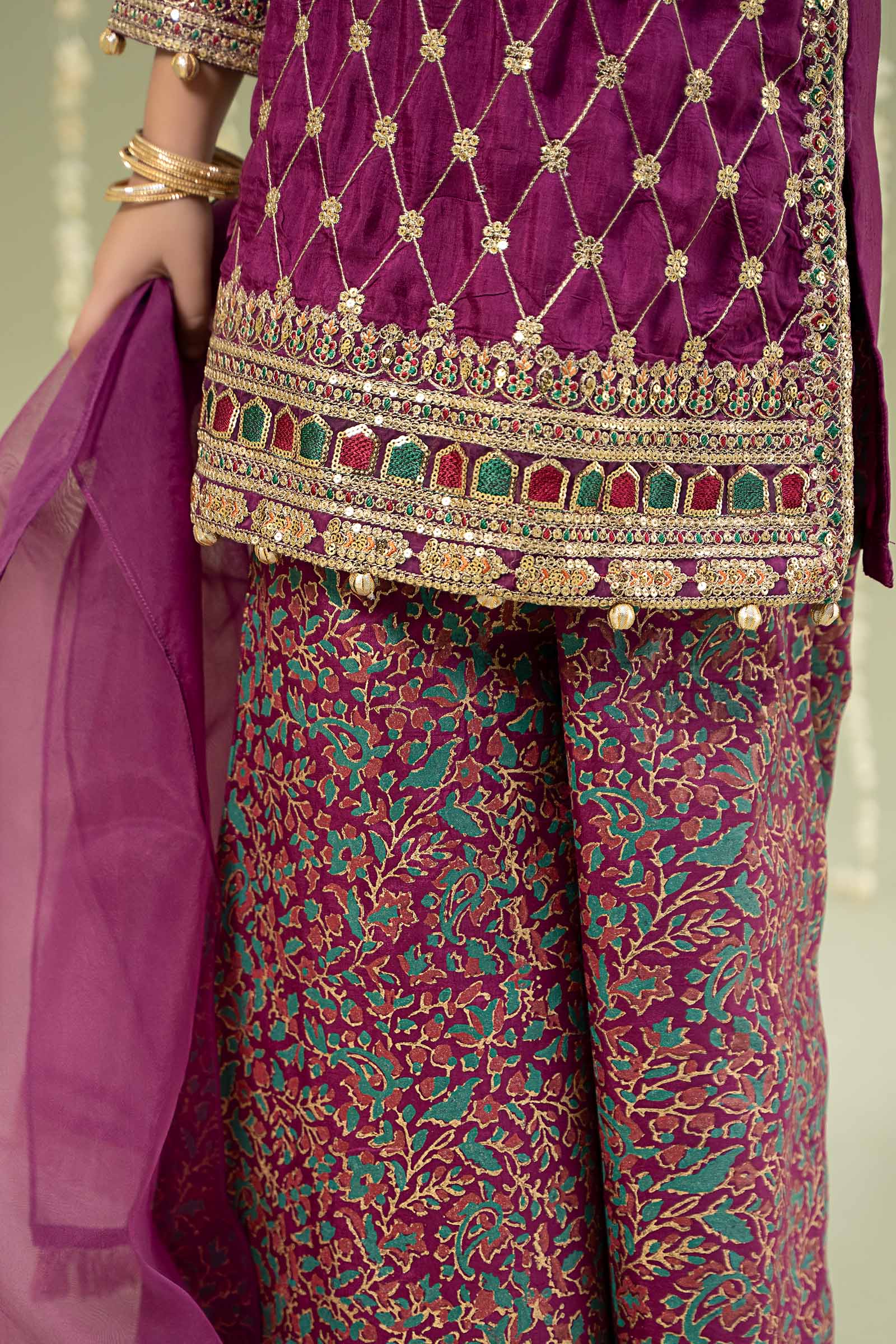 Maria B | 3 Piece Embroidered Raw Silk Suit | MKS-W24-28 - House Of Zarish