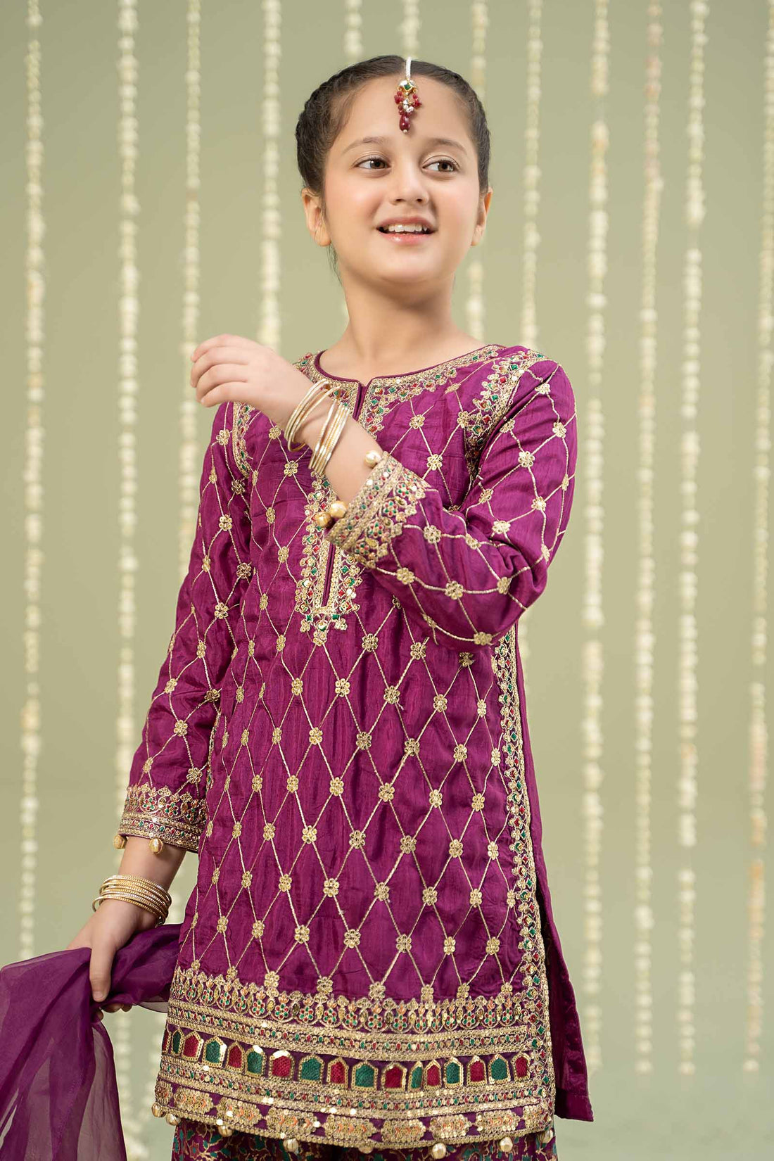 Maria B | 3 Piece Embroidered Raw Silk Suit | MKS-W24-28 - House Of Zarish