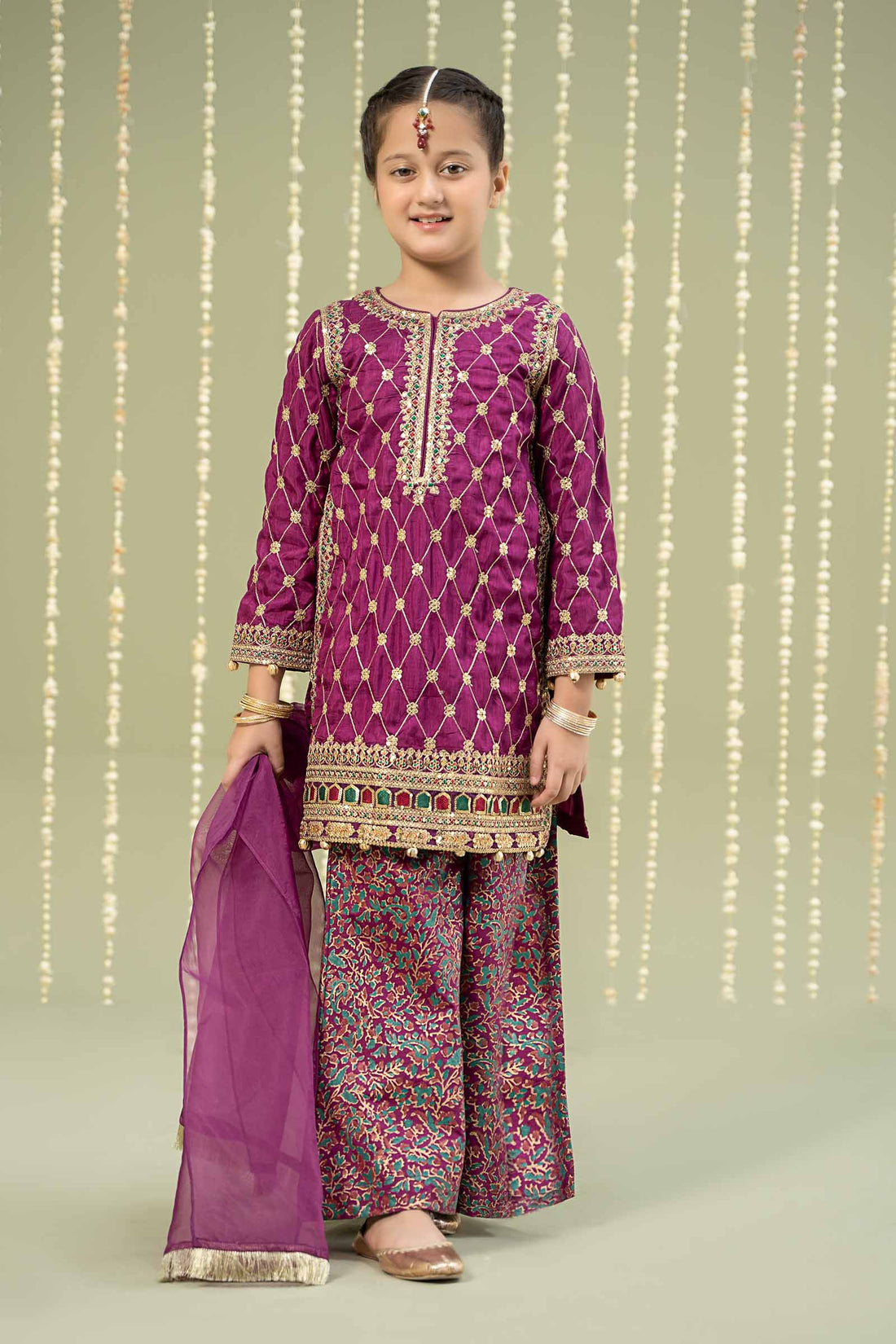 Maria B | 3 Piece Embroidered Raw Silk Suit | MKS-W24-28 - House Of Zarish