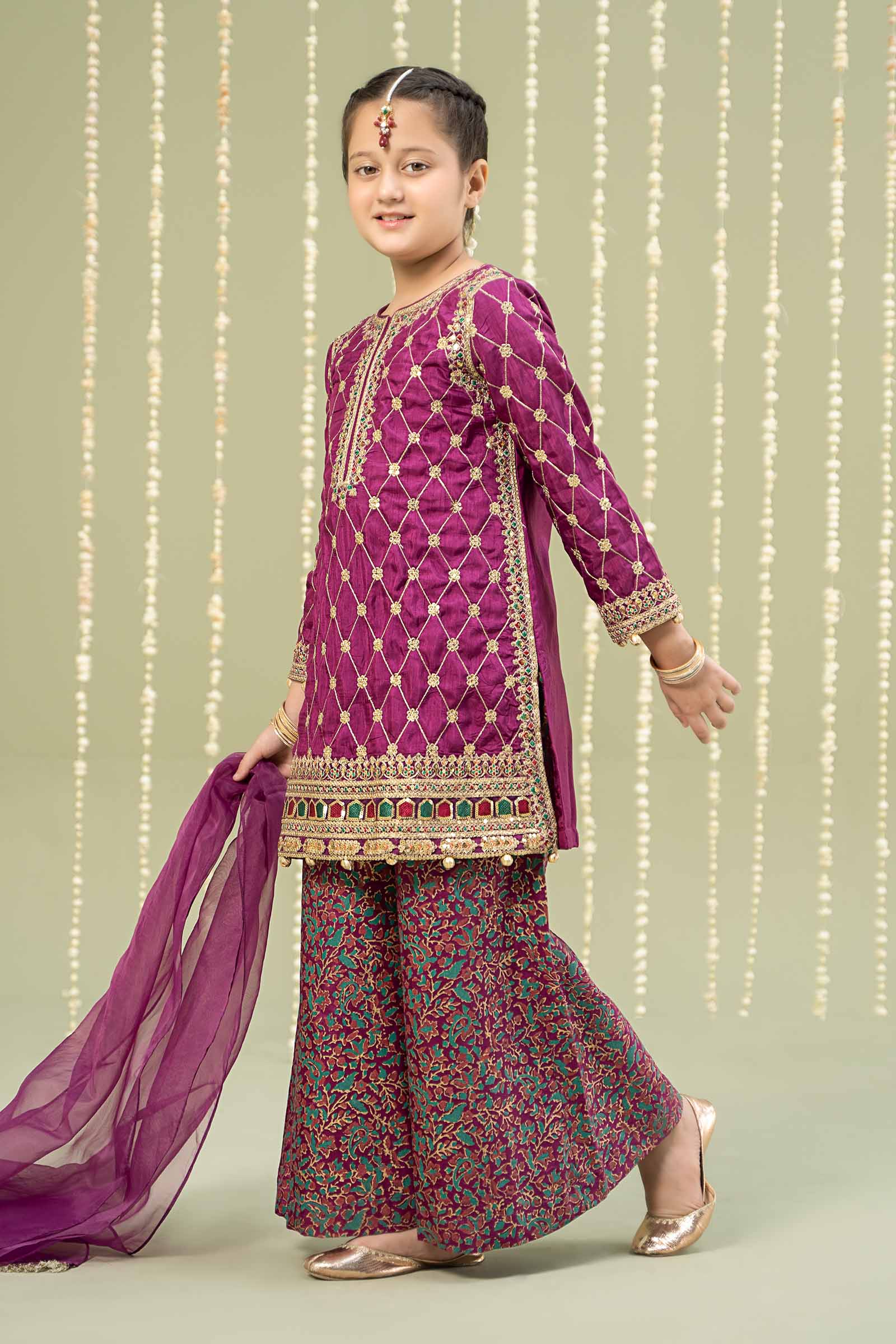 Maria B | 3 Piece Embroidered Raw Silk Suit | MKS-W24-28 - House Of Zarish