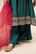 Maria B | 3 Piece Embroidered Raw Silk Suit | MKS-W24-29 - Libasekhas