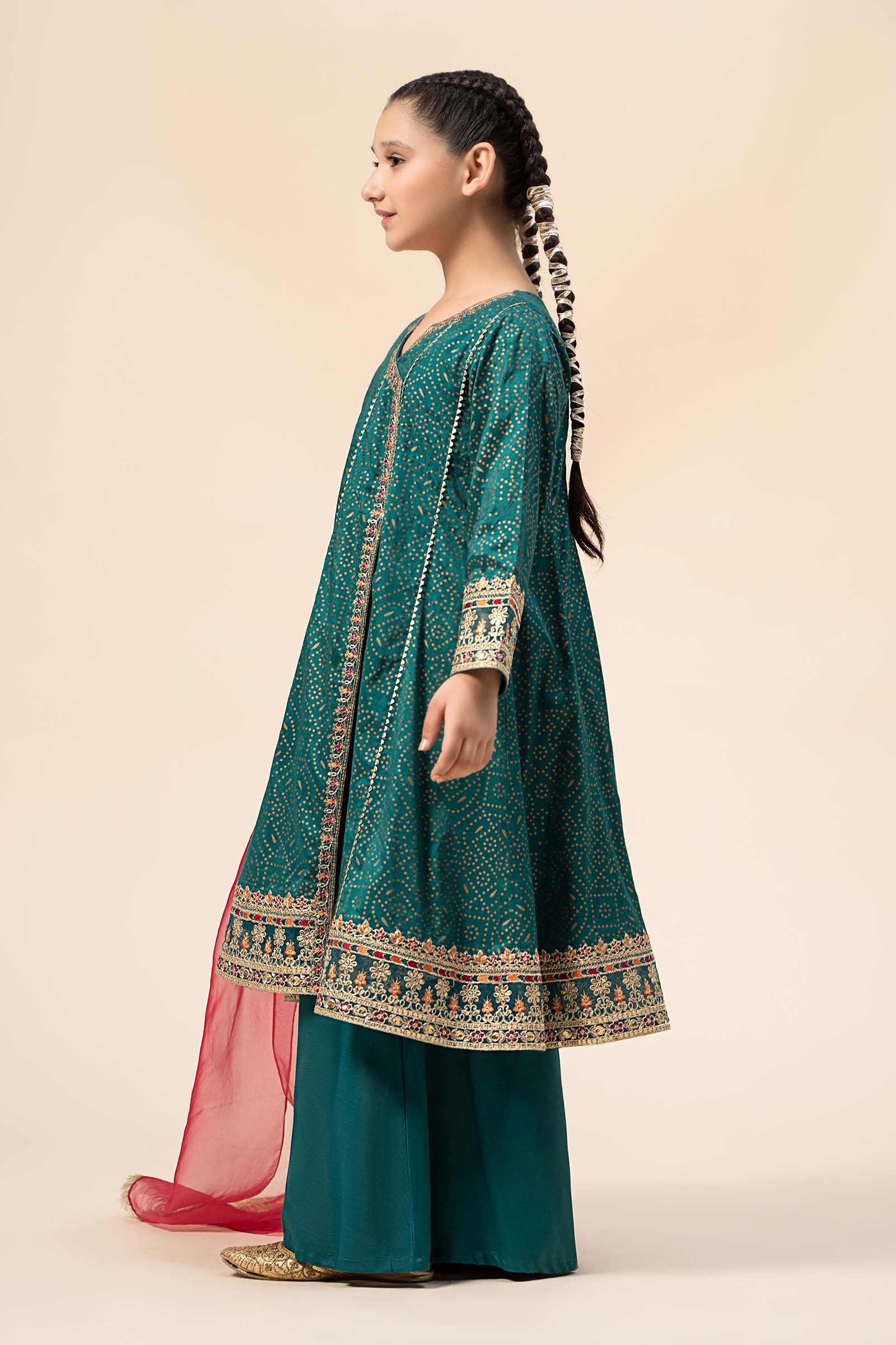Maria B | 3 Piece Embroidered Raw Silk Suit | MKS-W24-29 - Libasekhas