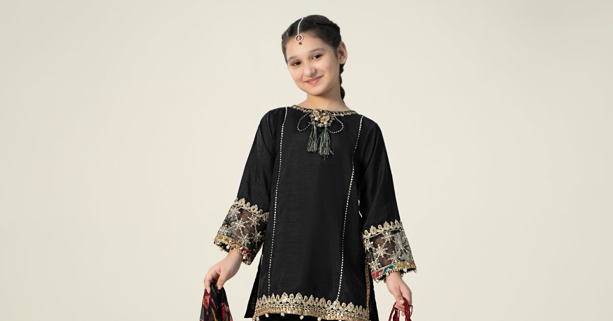 Maria B | 3 Piece Embroidered Raw Silk Suit | MKS-W24-31 - House Of Zarish