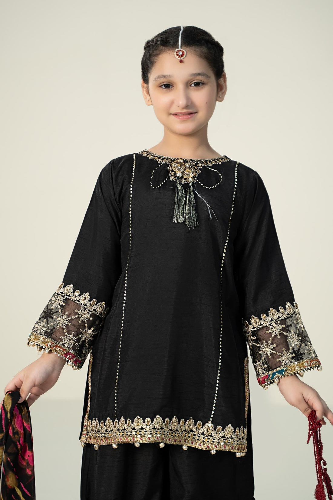 Maria B | 3 Piece Embroidered Raw Silk Suit | MKS-W24-31 - House Of Zarish