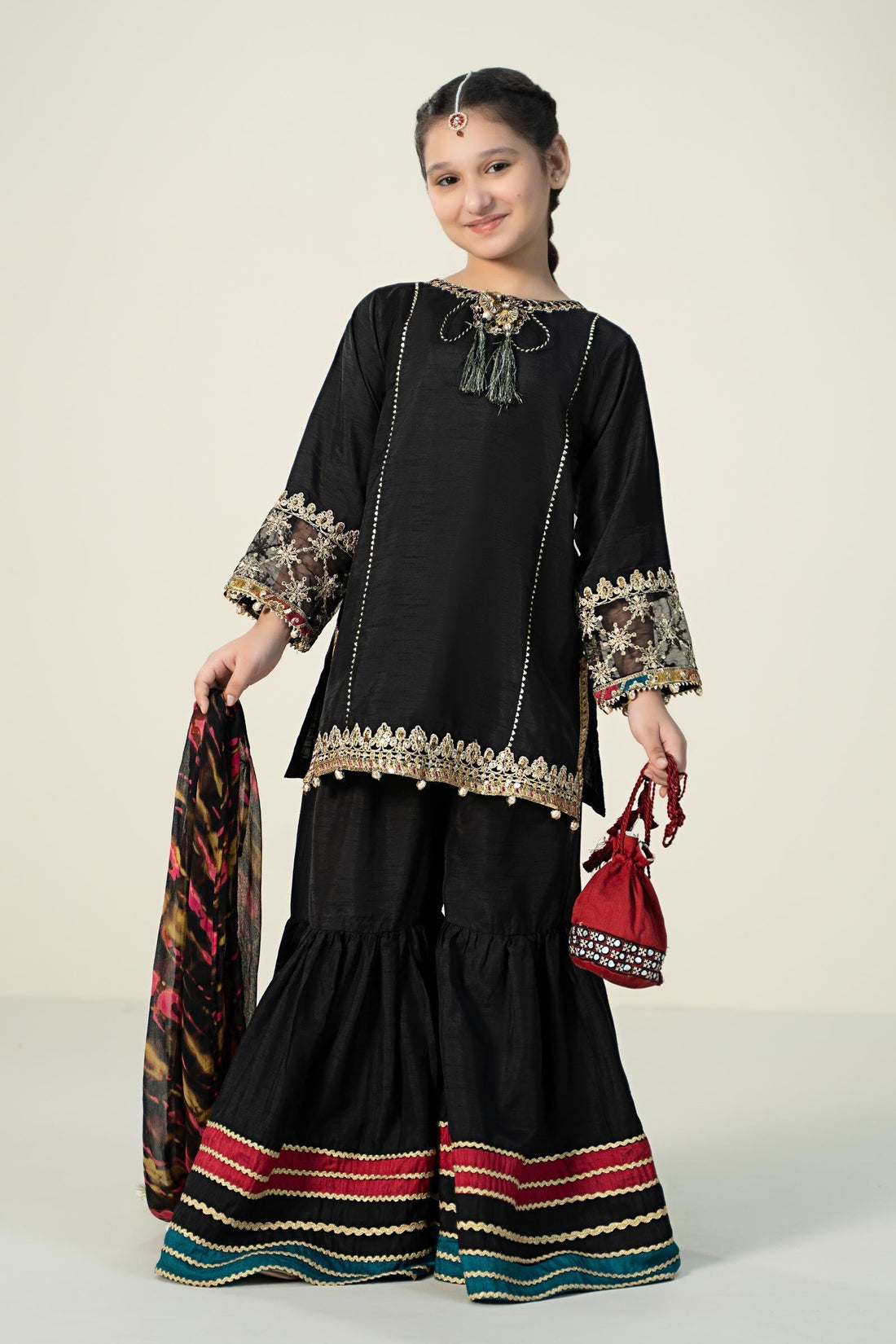 Maria B | 3 Piece Embroidered Raw Silk Suit | MKS-W24-31 - House Of Zarish