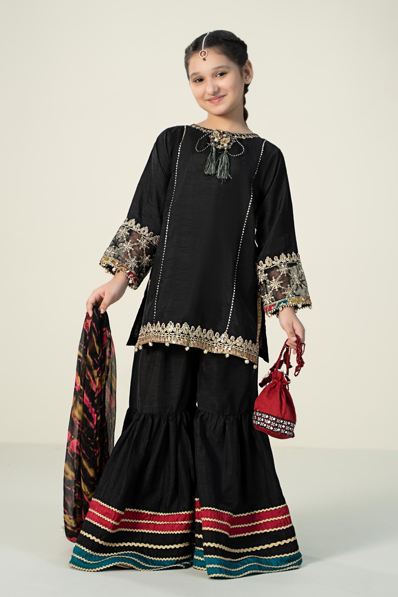 Maria B | 3 Piece Embroidered Raw Silk Suit | MKS-W24-31 - House Of Zarish