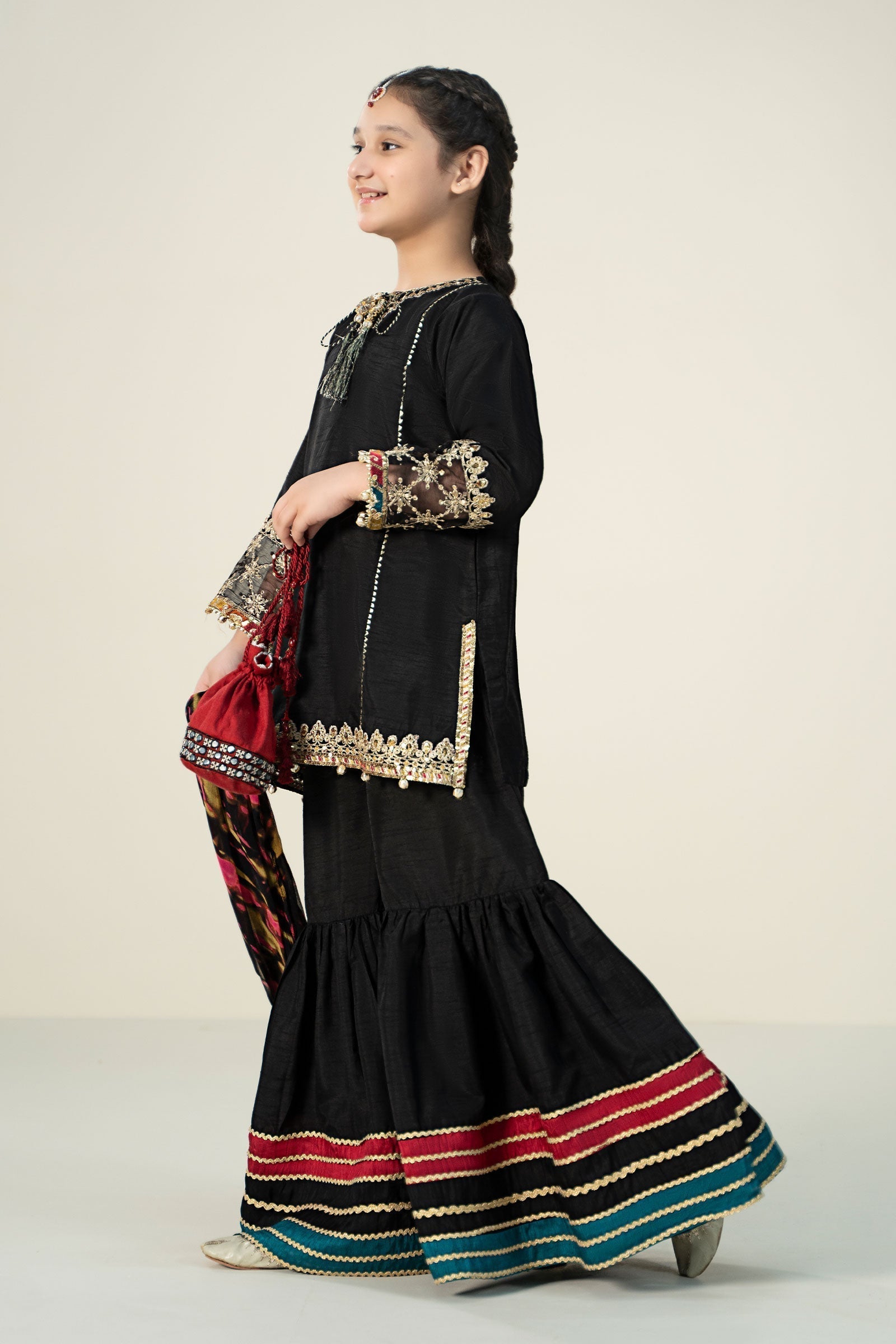 Maria B | 3 Piece Embroidered Raw Silk Suit | MKS-W24-31 - House Of Zarish