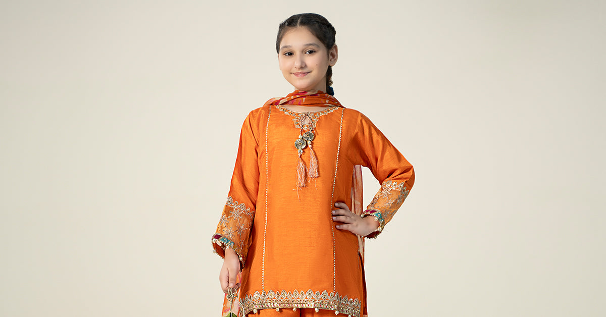 Maria B | 3 Piece Embroidered Raw Silk Suit | MKS-W24-31 - House Of Zarish