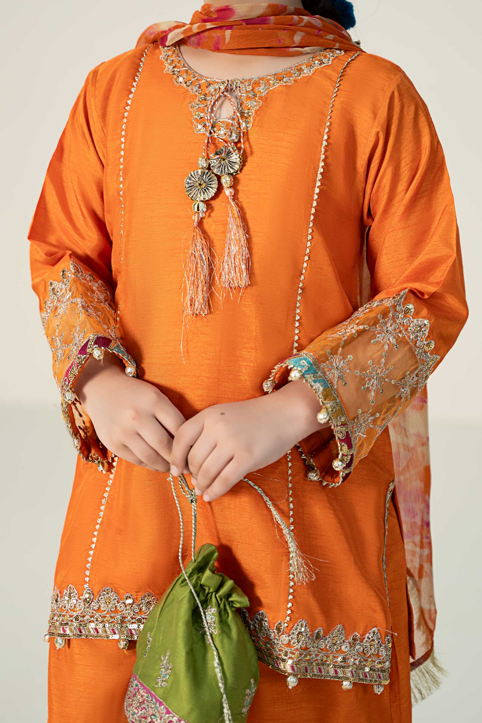 Maria B | 3 Piece Embroidered Raw Silk Suit | MKS-W24-31 - House Of Zarish