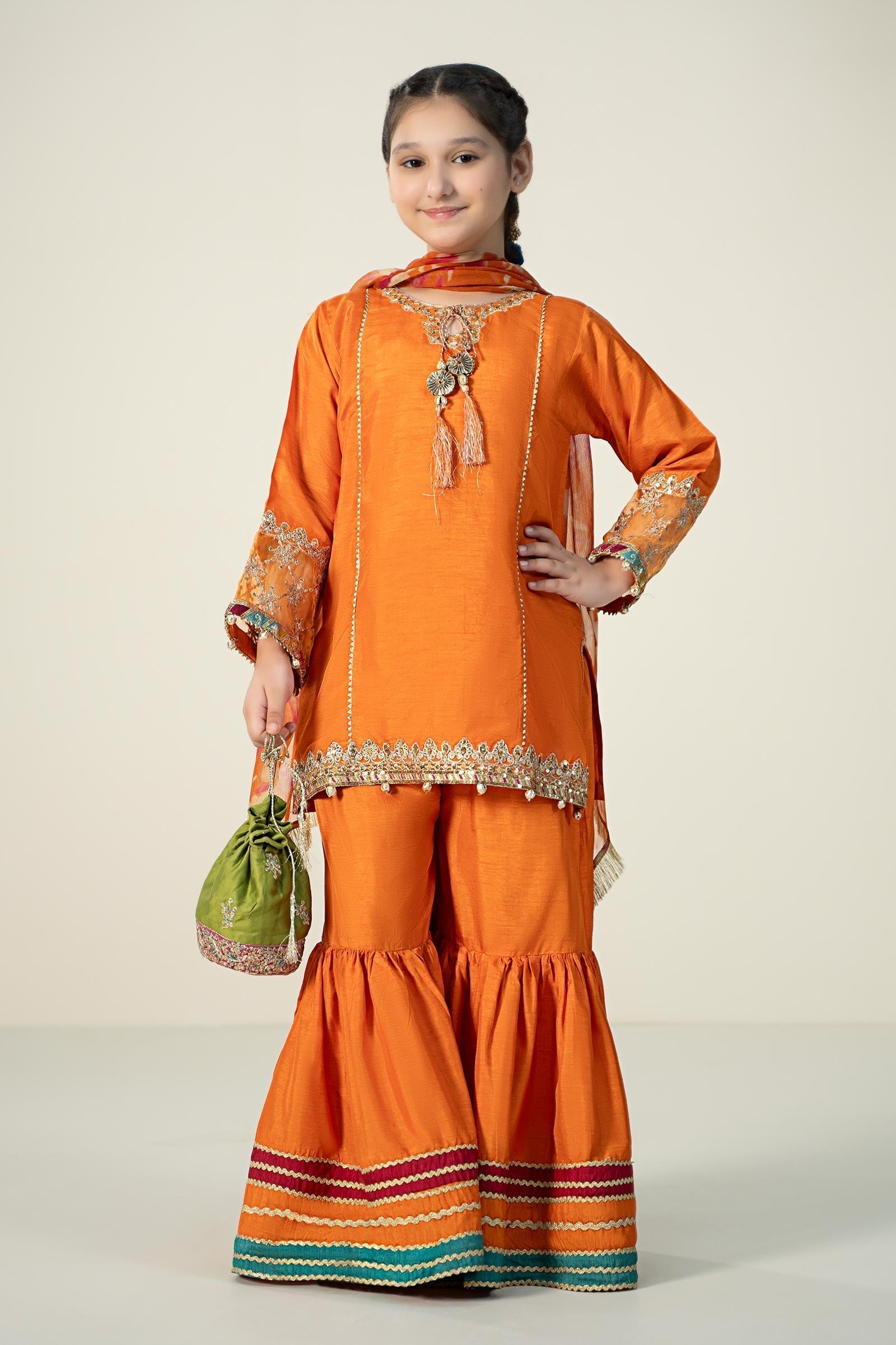 Maria B | 3 Piece Embroidered Raw Silk Suit | MKS-W24-31 - House Of Zarish